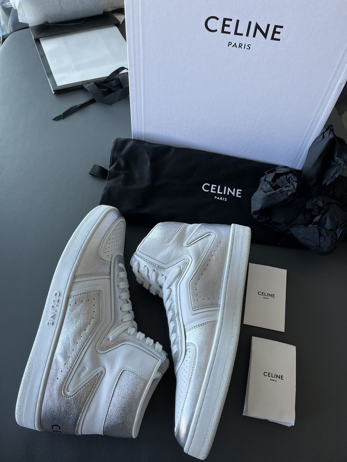 Celine × Hedi Slimane Super Runway Brand New Celine Logo Calfskin Trainer Sneaker Size US 11 / EU 44 - 8 Thumbnail