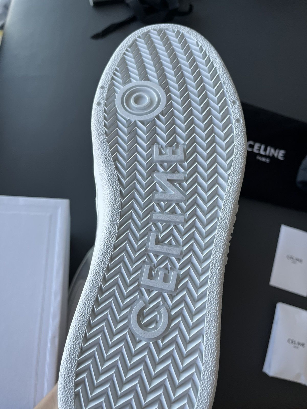 Celine × Hedi Slimane Super Runway Brand New Celine Logo Calfskin Trainer Sneaker Size US 11 / EU 44 - 21 Thumbnail