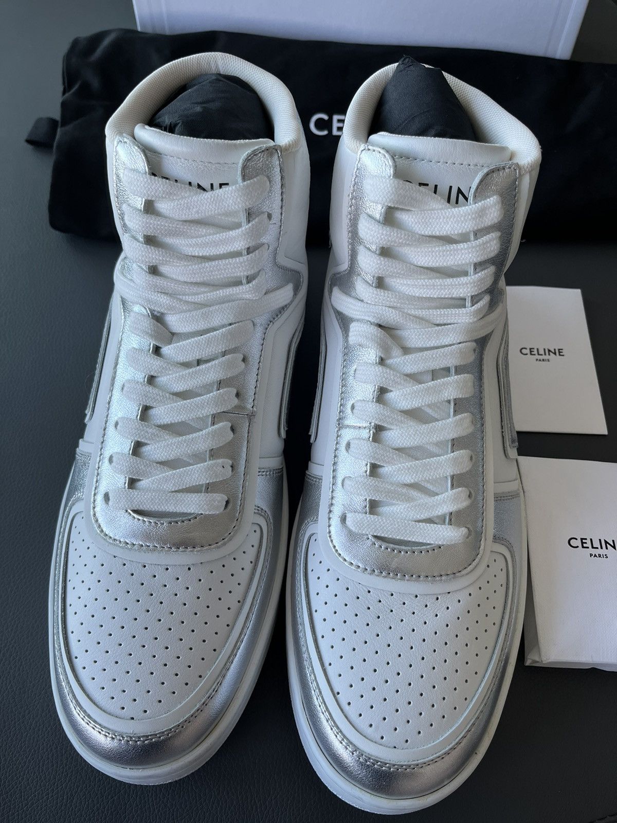 Celine × Hedi Slimane Super Runway Brand New Celine Logo Calfskin Trainer Sneaker Size US 11 / EU 44 - 9 Thumbnail