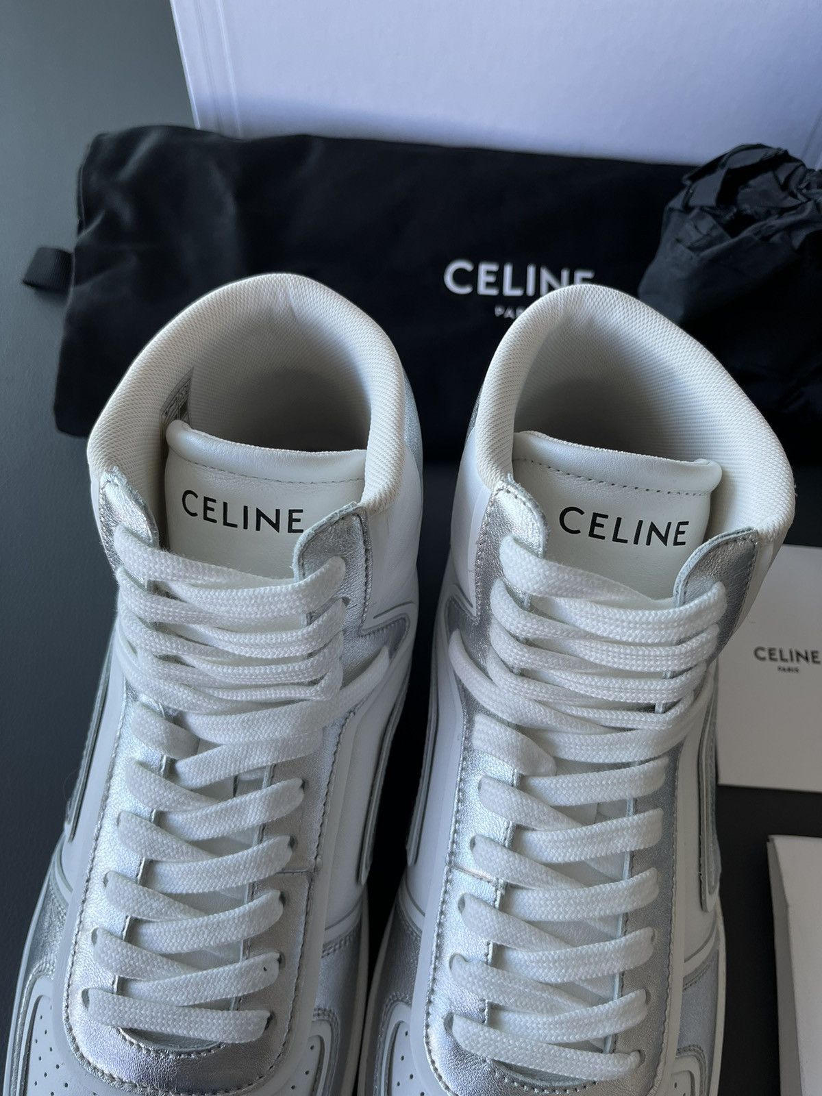 Celine × Hedi Slimane Super Runway Brand New Celine Logo Calfskin Trainer Sneaker Size US 11 / EU 44 - 18 Thumbnail