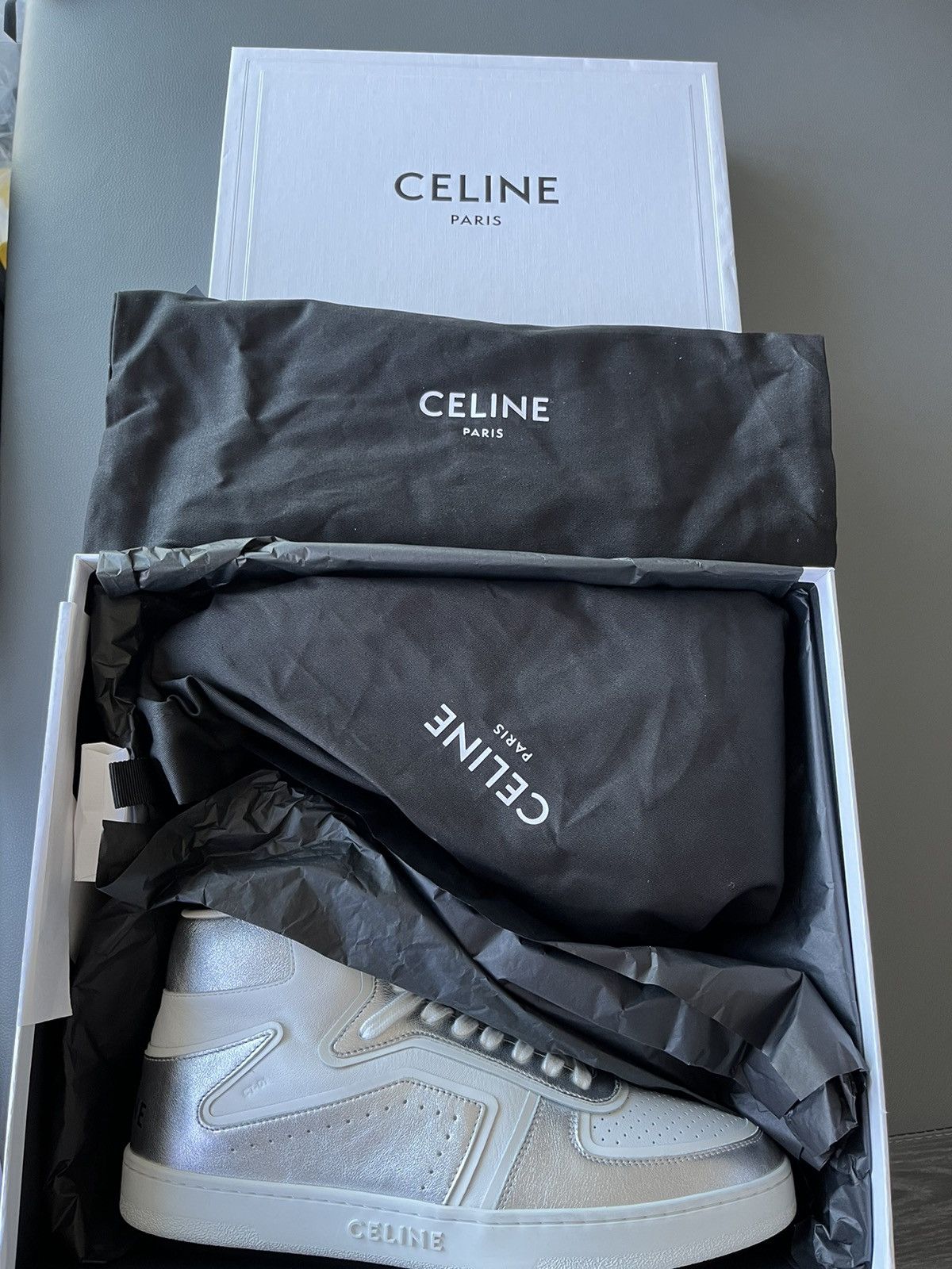 Celine × Hedi Slimane Super Runway Brand New Celine Logo Calfskin Trainer Sneaker Size US 11 / EU 44 - 10 Thumbnail