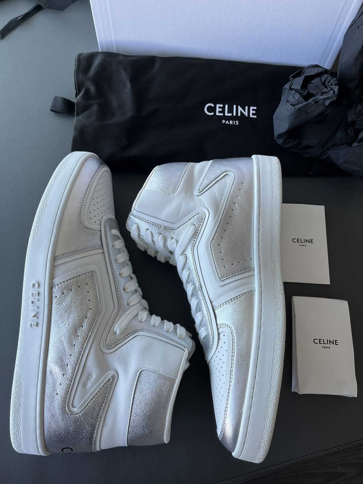 Celine × Hedi Slimane Super Runway Brand New Celine Logo Calfskin Trainer Sneaker Size US 11 / EU 44 - 19 Thumbnail