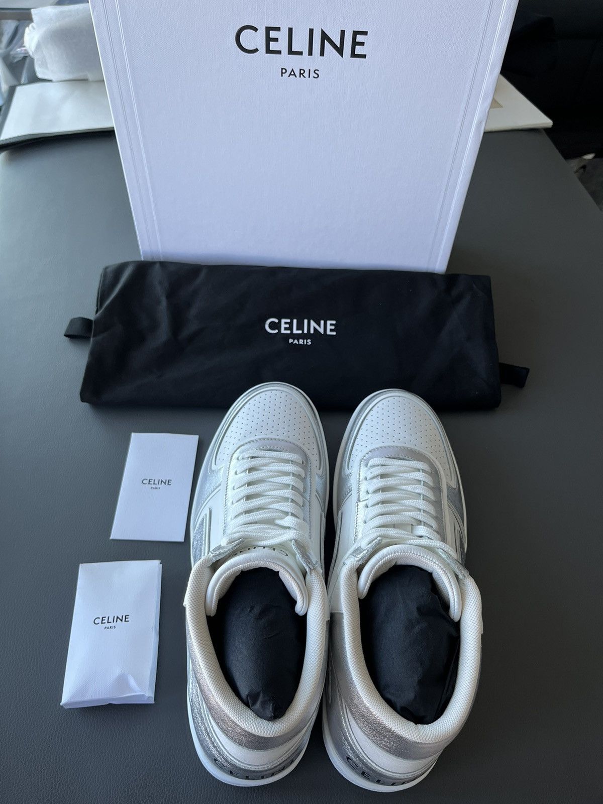 Celine × Hedi Slimane Super Runway Brand New Celine Logo Calfskin Trainer Sneaker Size US 11 / EU 44 - 11 Thumbnail