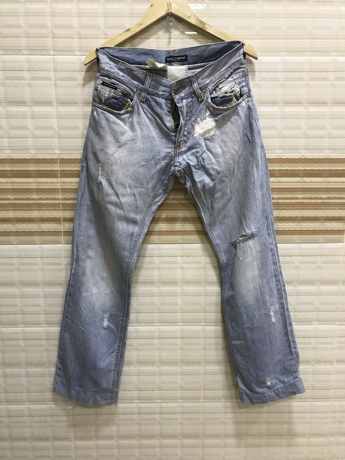 Dolce & Gabbana 🔥 Distressed Dolce & Gabbana Denim Pants Size US 31 - 1 Thumbnail