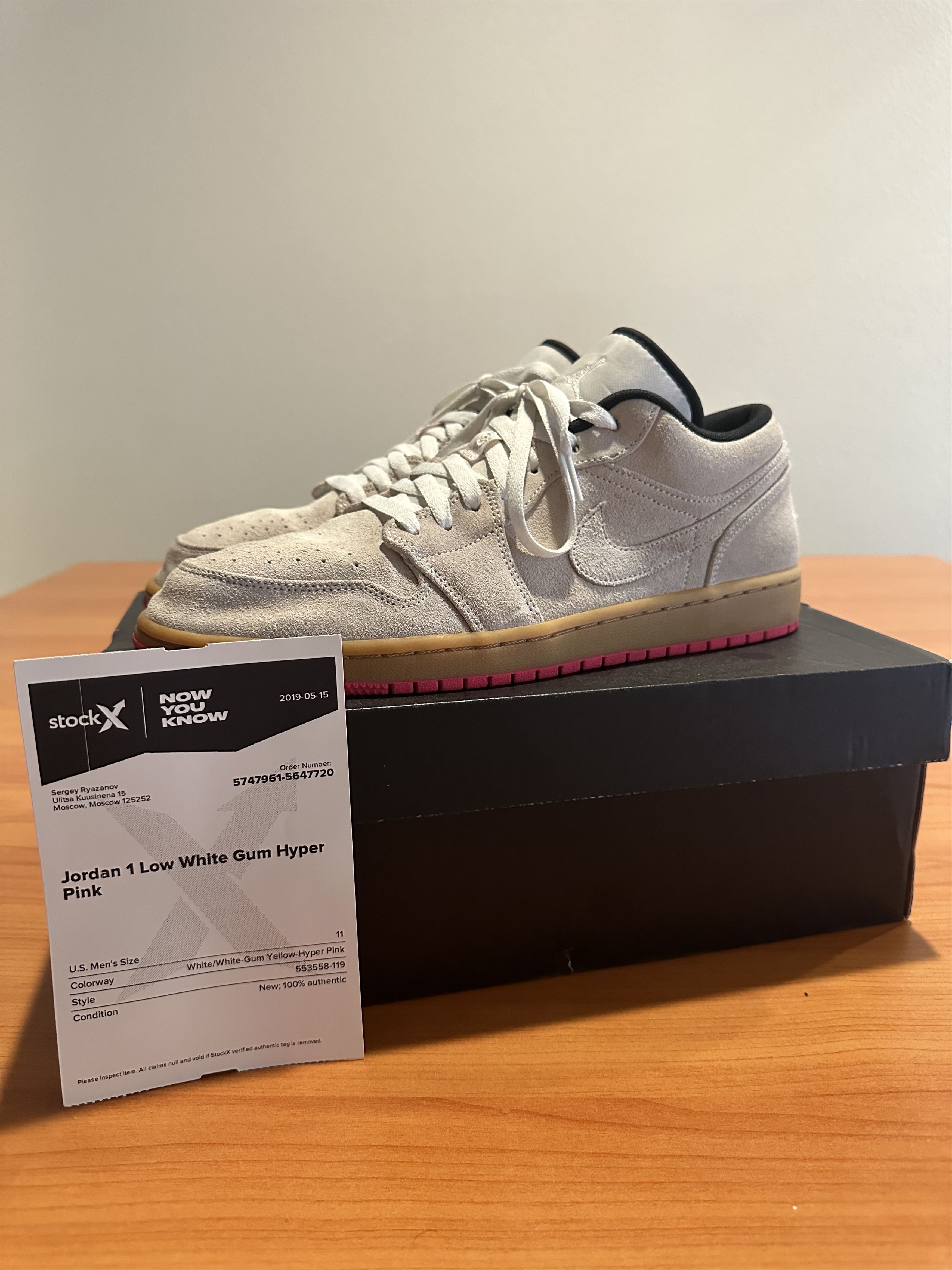 jordan 1 white gum hyper pink