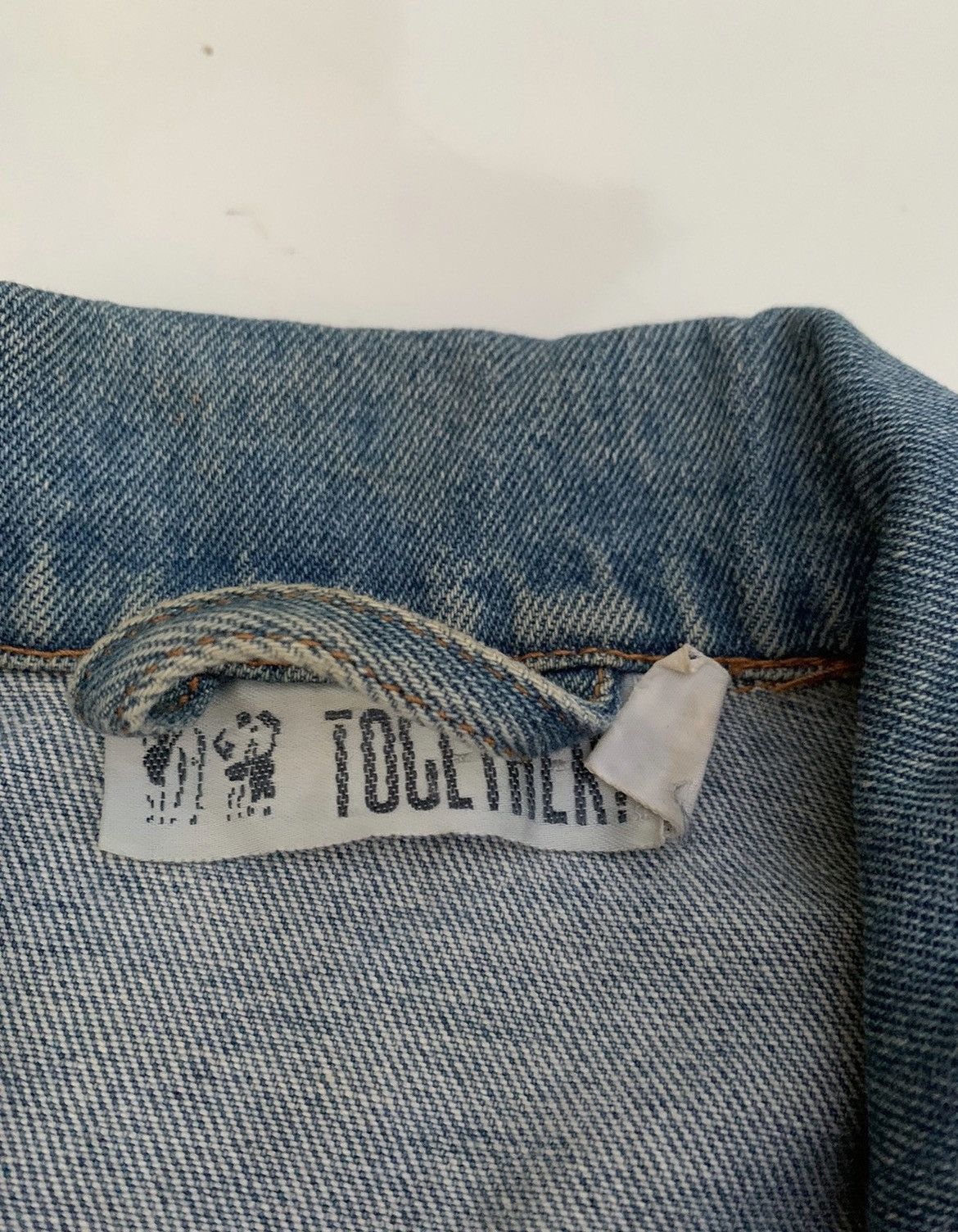 Vintage hand knit patchwork jean jacket