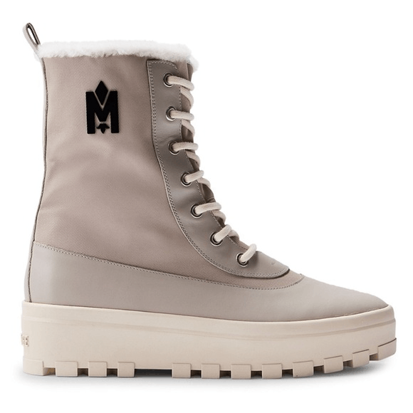 Mackage Shearling-Lined Lug-Sole Boots Champagne Grey Men's