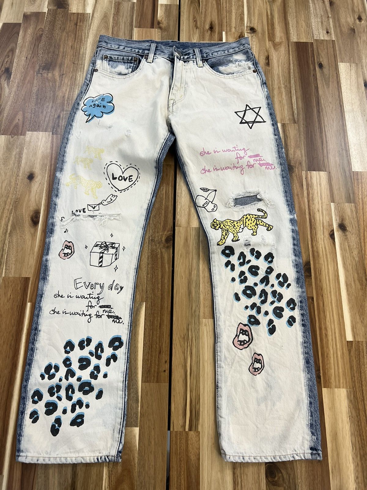 Vintage RNAINC Full Print Denim Jeans - Bottoms