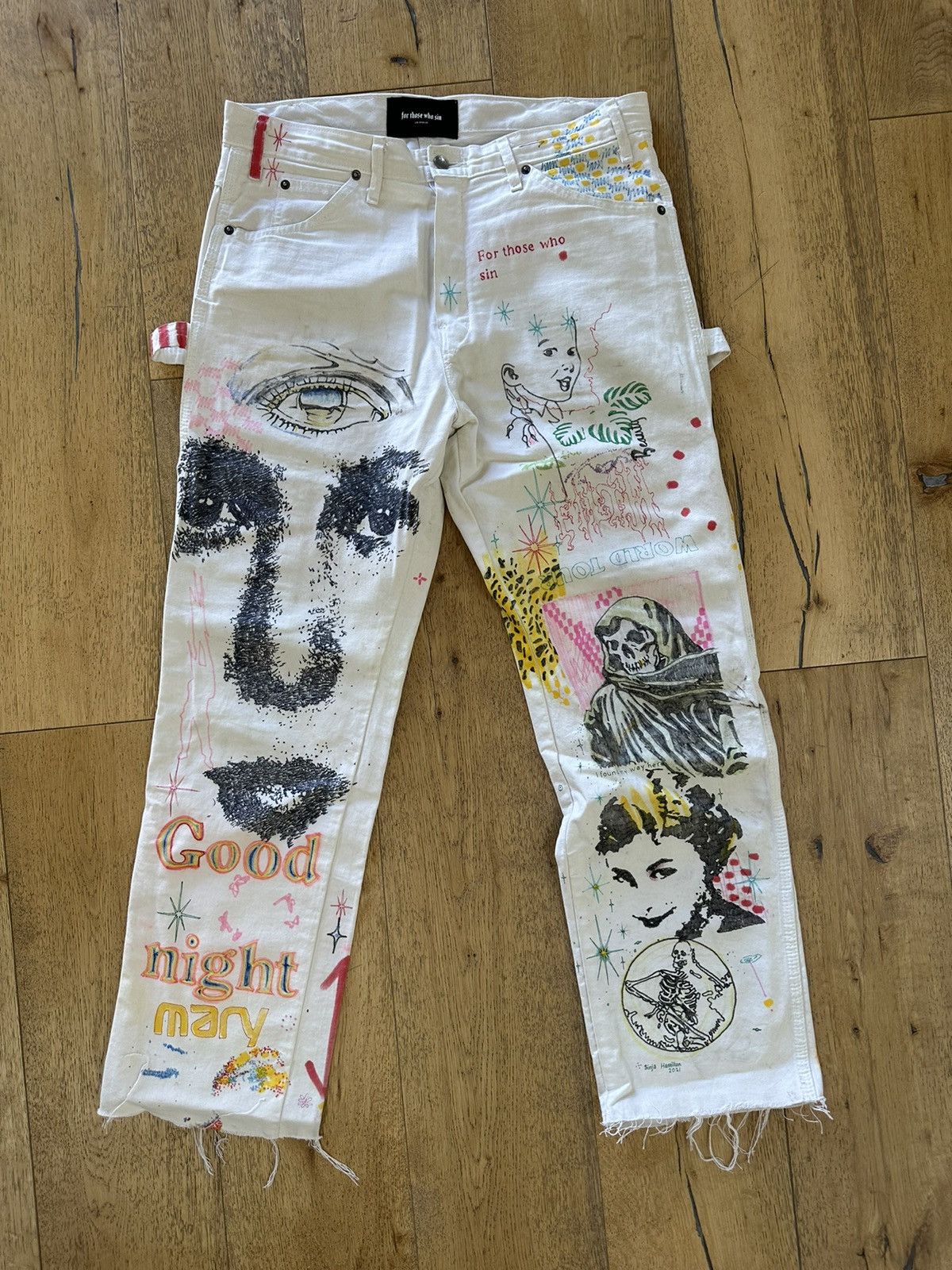For Those Who Sin FTWS X Terry Urban 1 of 1 hand drawn work pant Size US 32 / EU 48 - 1 Thumbnail