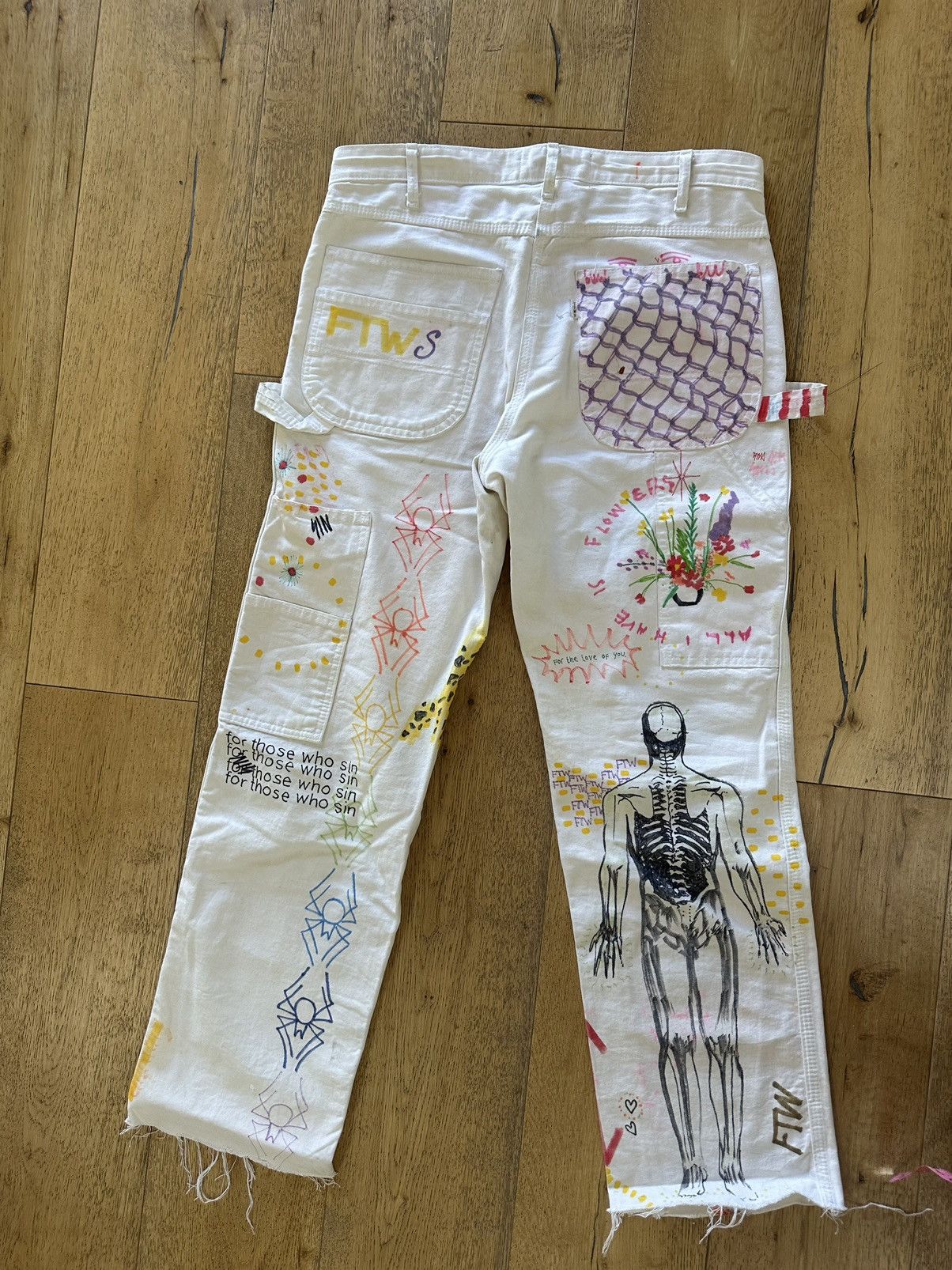 For Those Who Sin FTWS X Terry Urban 1 of 1 hand drawn work pant Size US 32 / EU 48 - 2 Thumbnail