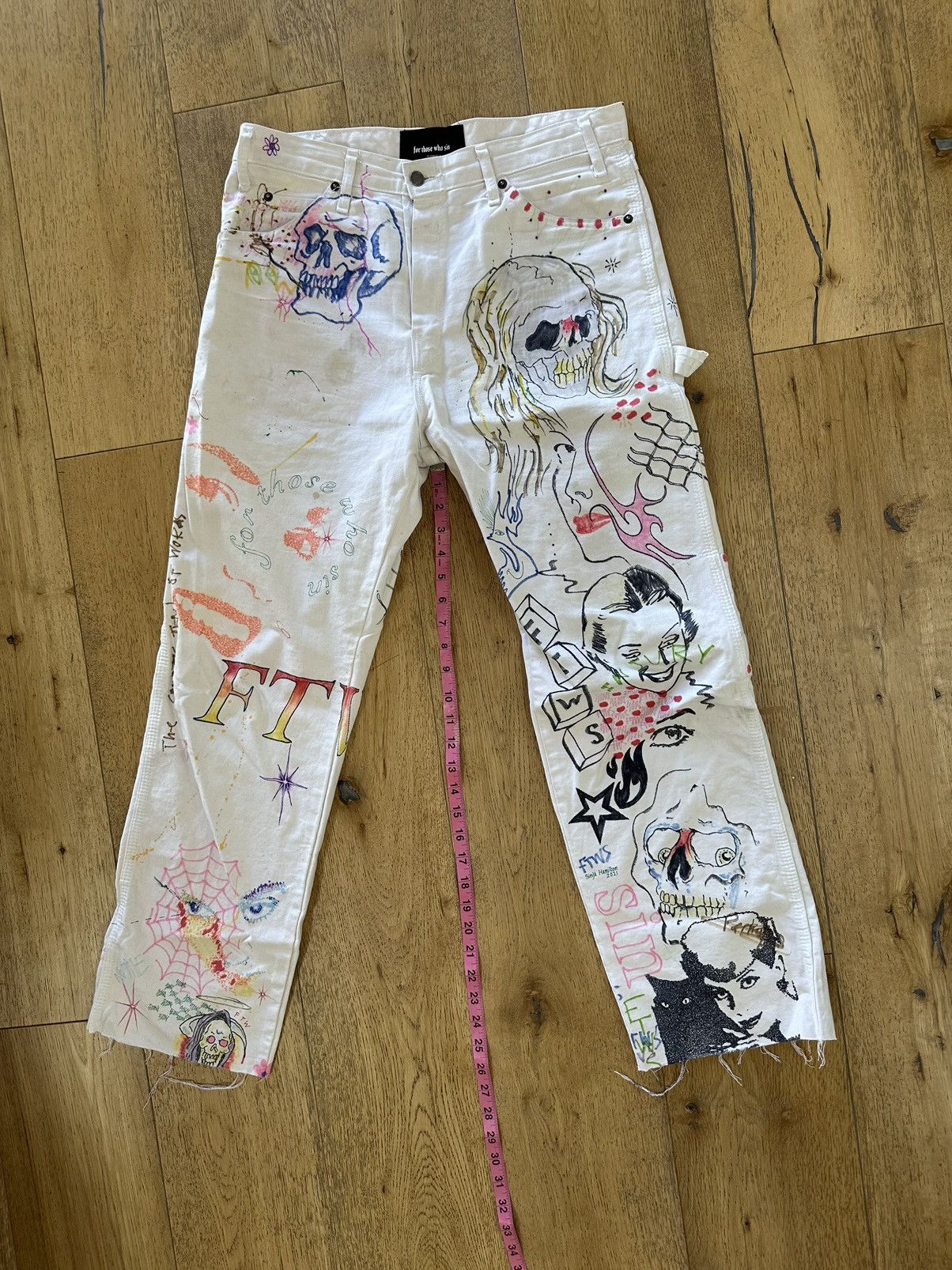 For Those Who Sin FTWS X Terry Urban 1 of 1 hand drawn work pant Size US 32 / EU 48 - 3 Thumbnail
