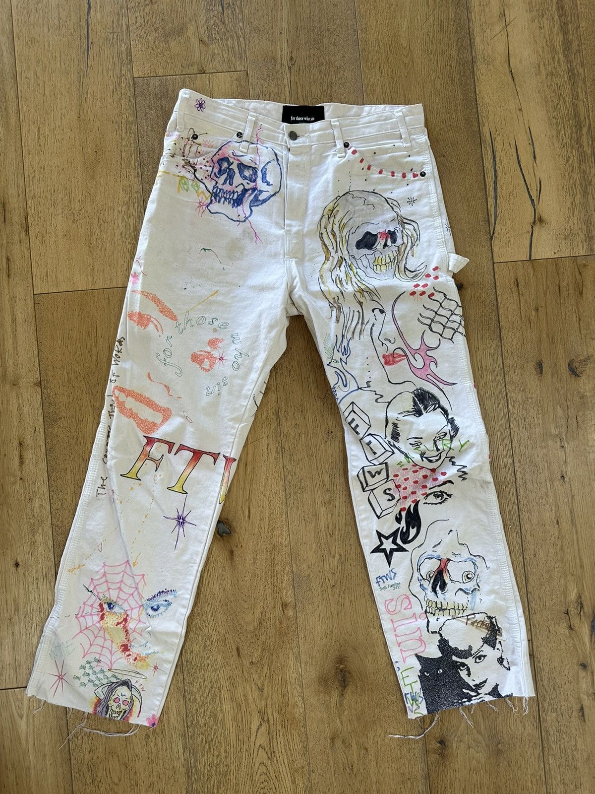 For Those Who Sin FTWS X Terry Urban 1 of 1 hand drawn work pant Size US 32 / EU 48 - 1 Thumbnail