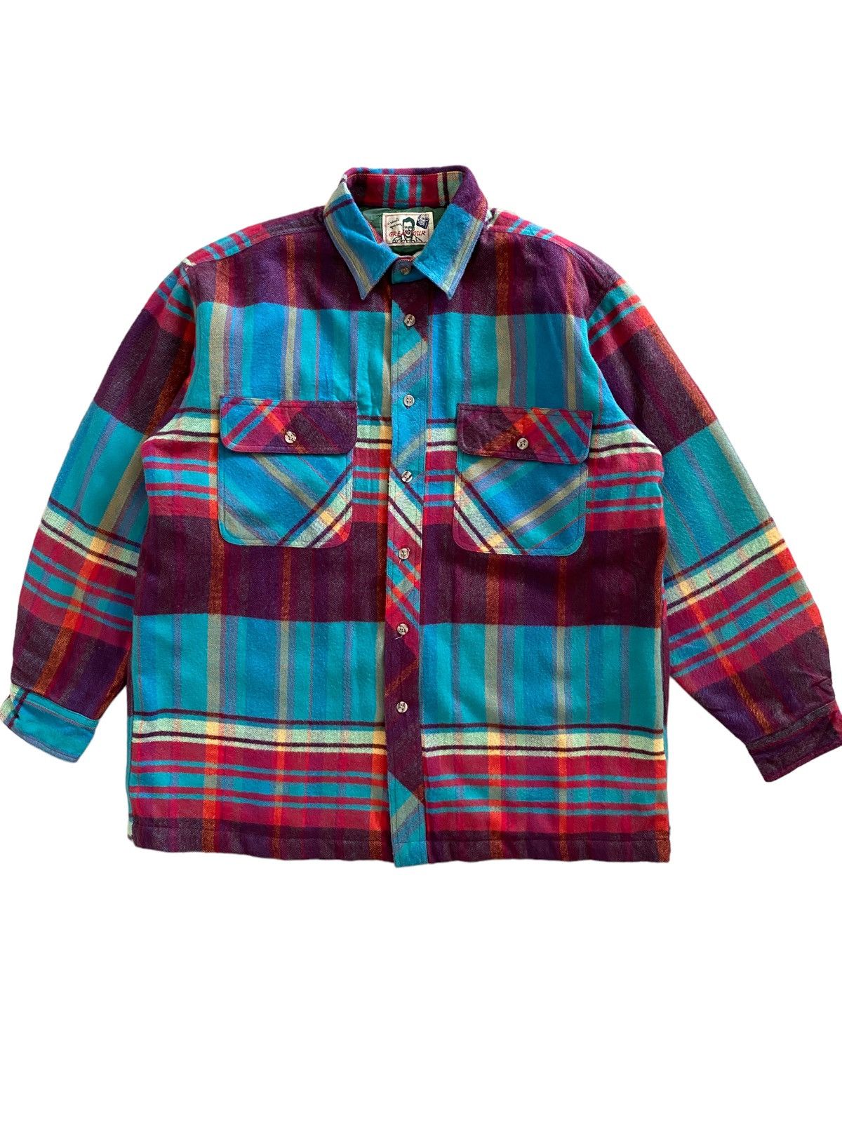 Flannel × Japanese Brand × Vintage Vintage 70's GREAT TOUR wool jacket button Multicolour Size US L / EU 52-54 / 3 - 1 Thumbnail