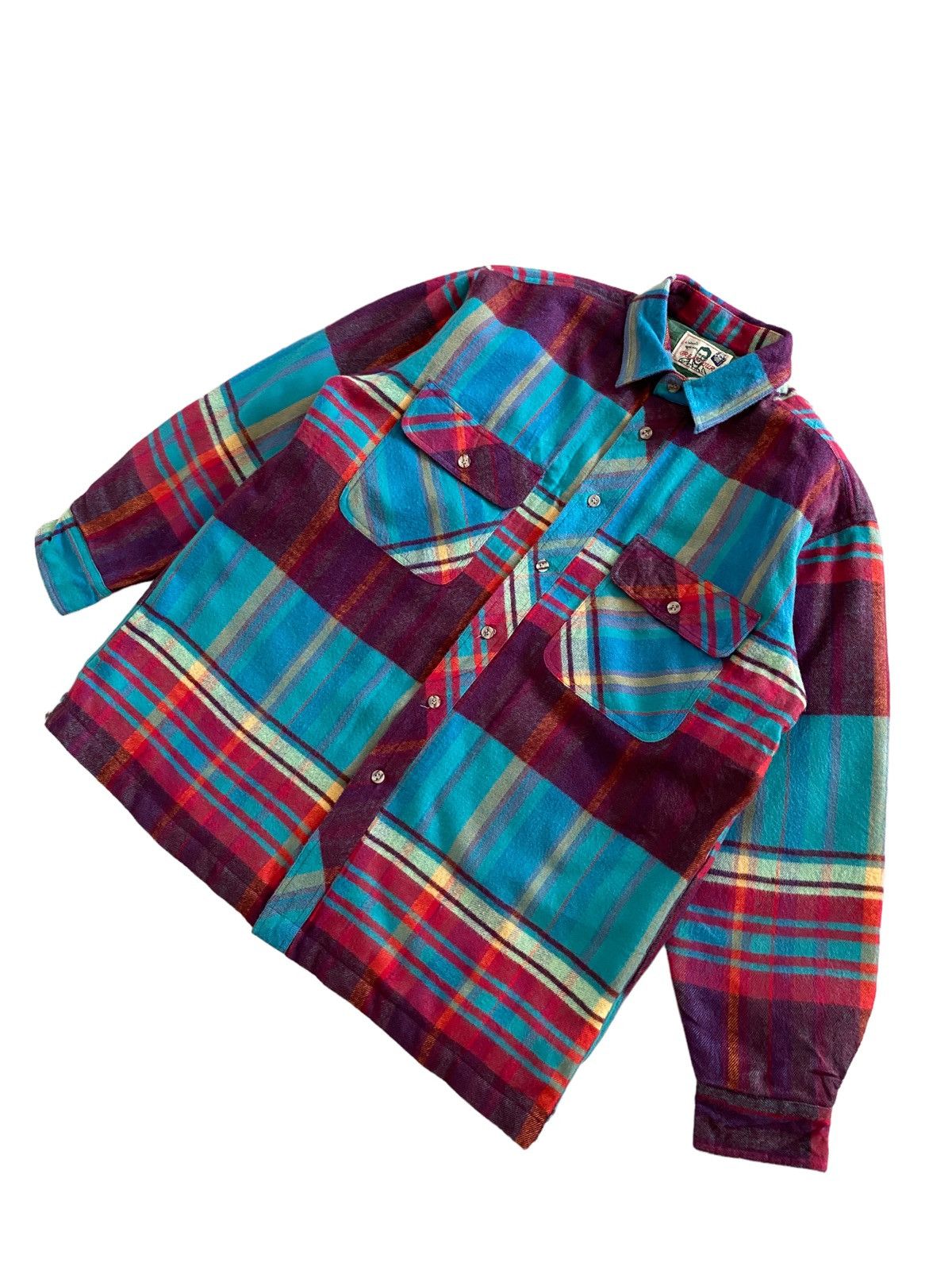Flannel × Japanese Brand × Vintage Vintage 70's GREAT TOUR wool jacket button Multicolour Size US L / EU 52-54 / 3 - 3 Thumbnail