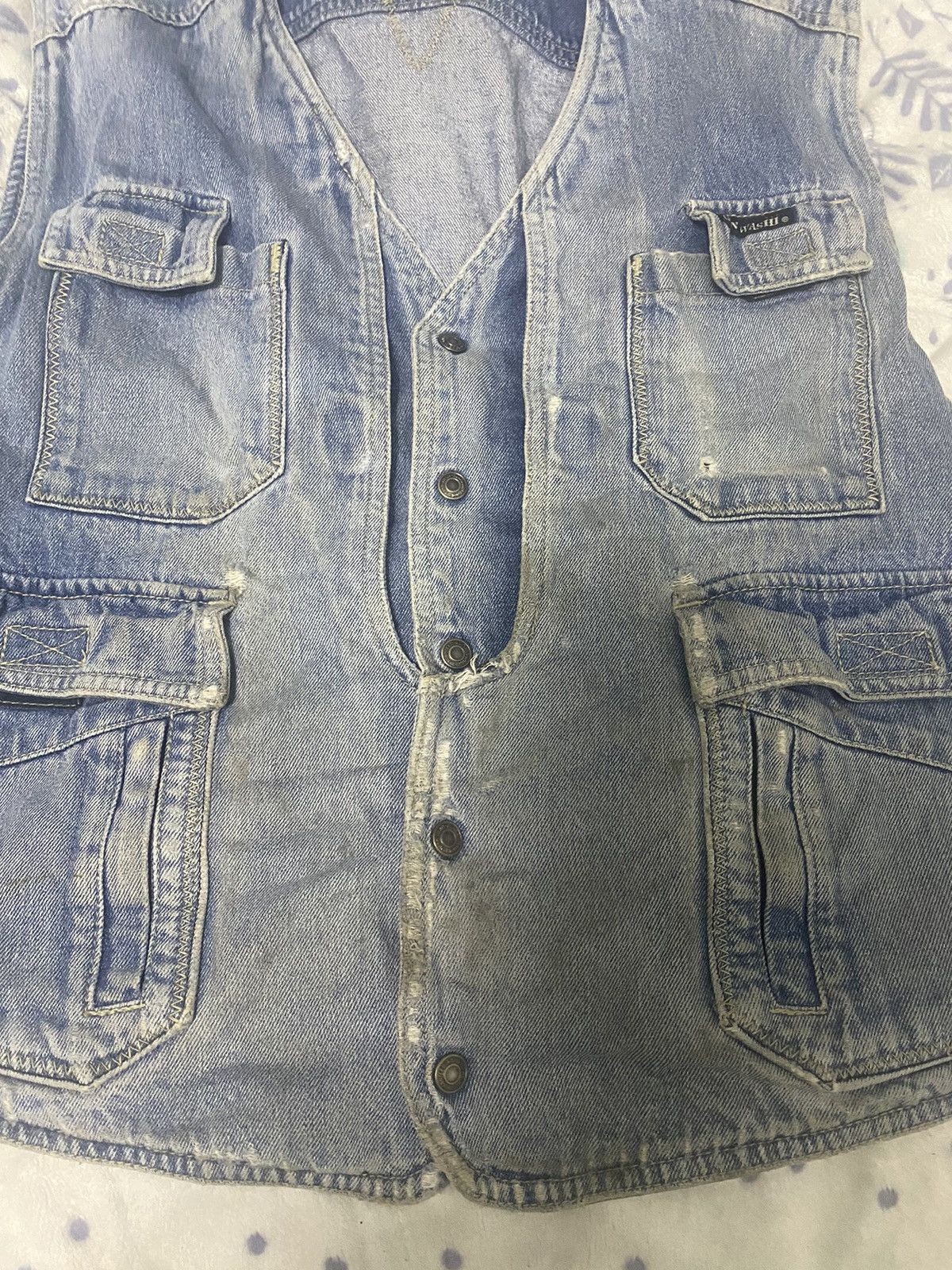 VINTAGE GIN WASH DENIM VEST JACKET