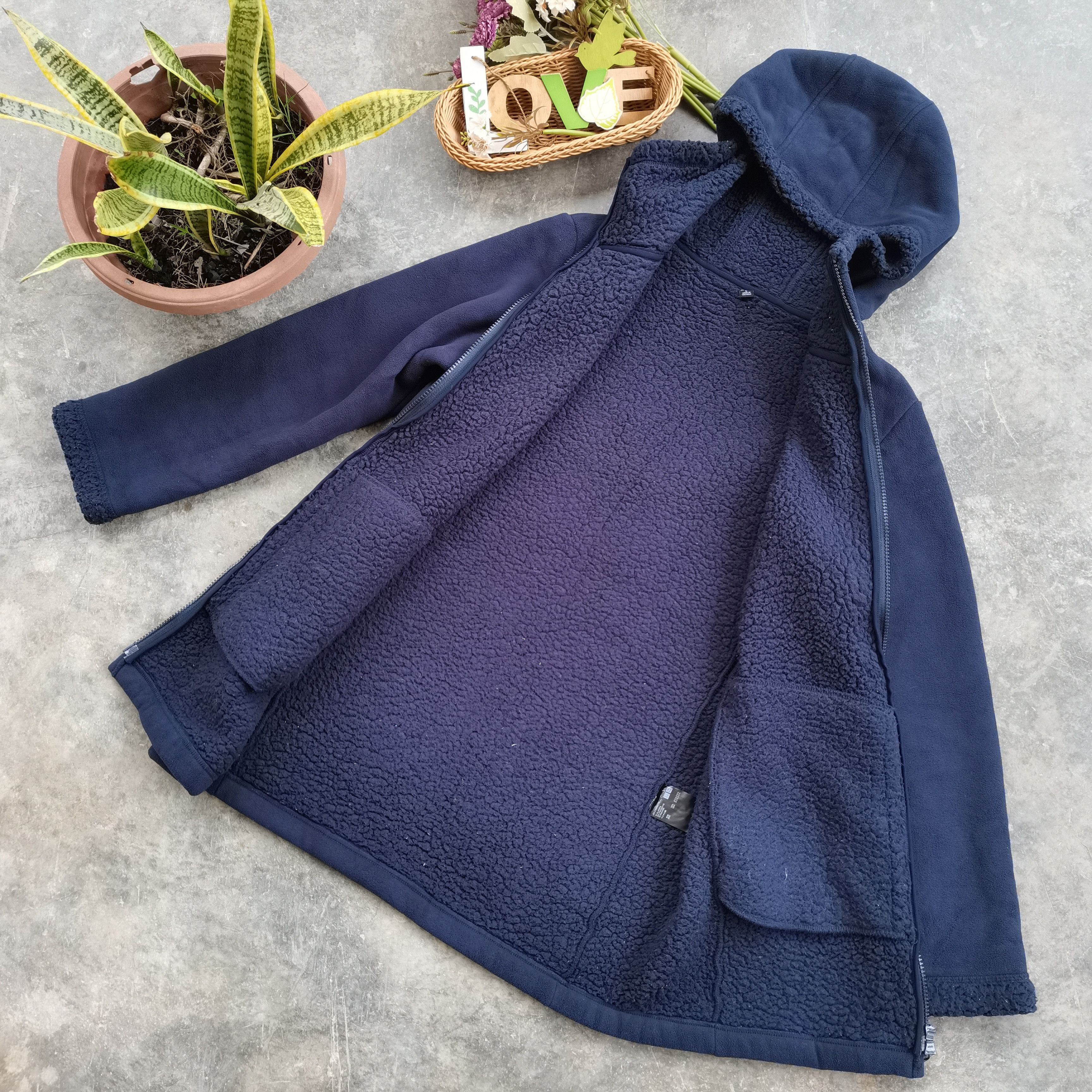 Japanese Brand × Vintage UNIQLO Deep Pile Fleece Hoodie Long Jacket Size US L / EU 52-54 / 3 - 3 Thumbnail