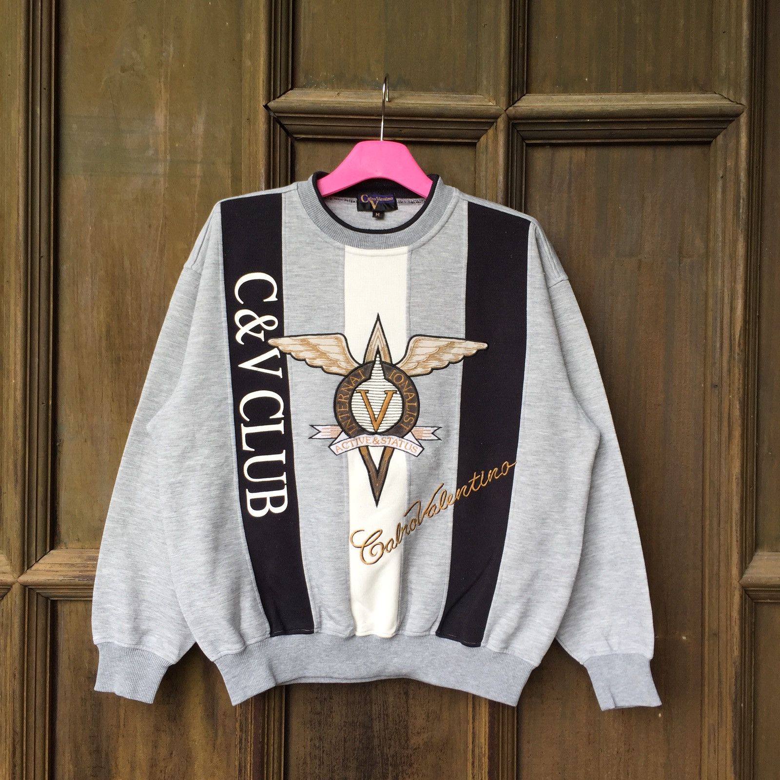 Valentino × Vintage CALRO VALENTINO sweatshirt Spell Out Embroidered Big Logo.. Size US M / EU 48-50 / 2 - 2 Thumbnail