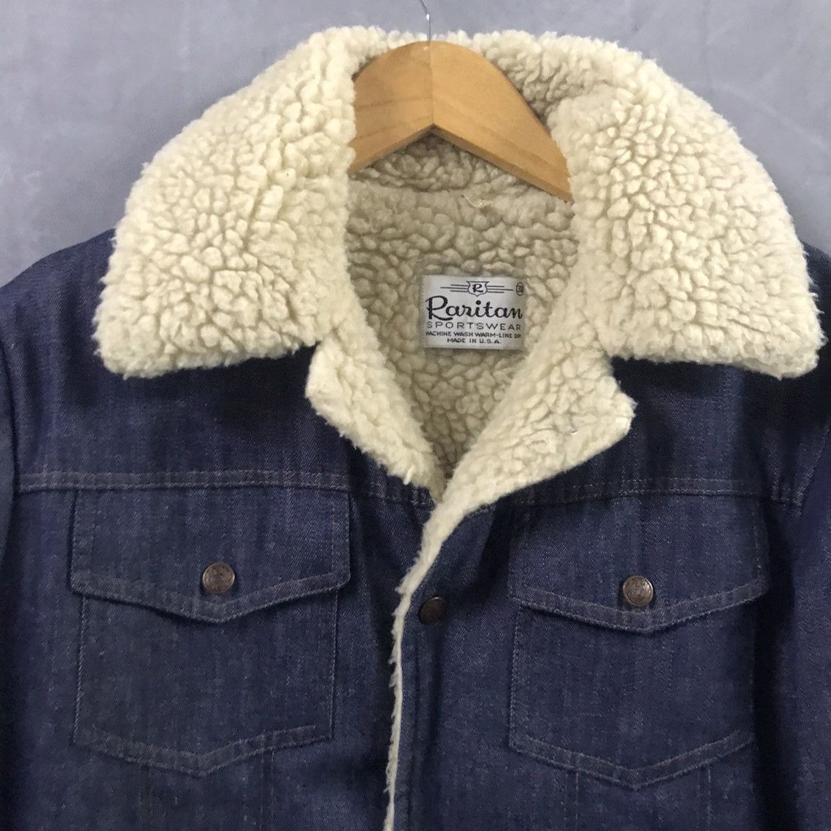 Vintage Vtg 70's 80's - Raritan Sportswear Denim Shearling Jacket Size US S / EU 44-46 / 1 - 5 Thumbnail