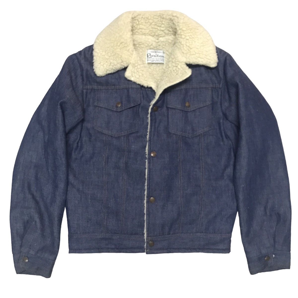 Vintage Vtg 70's 80's - Raritan Sportswear Denim Shearling Jacket Size US S / EU 44-46 / 1 - 1 Thumbnail