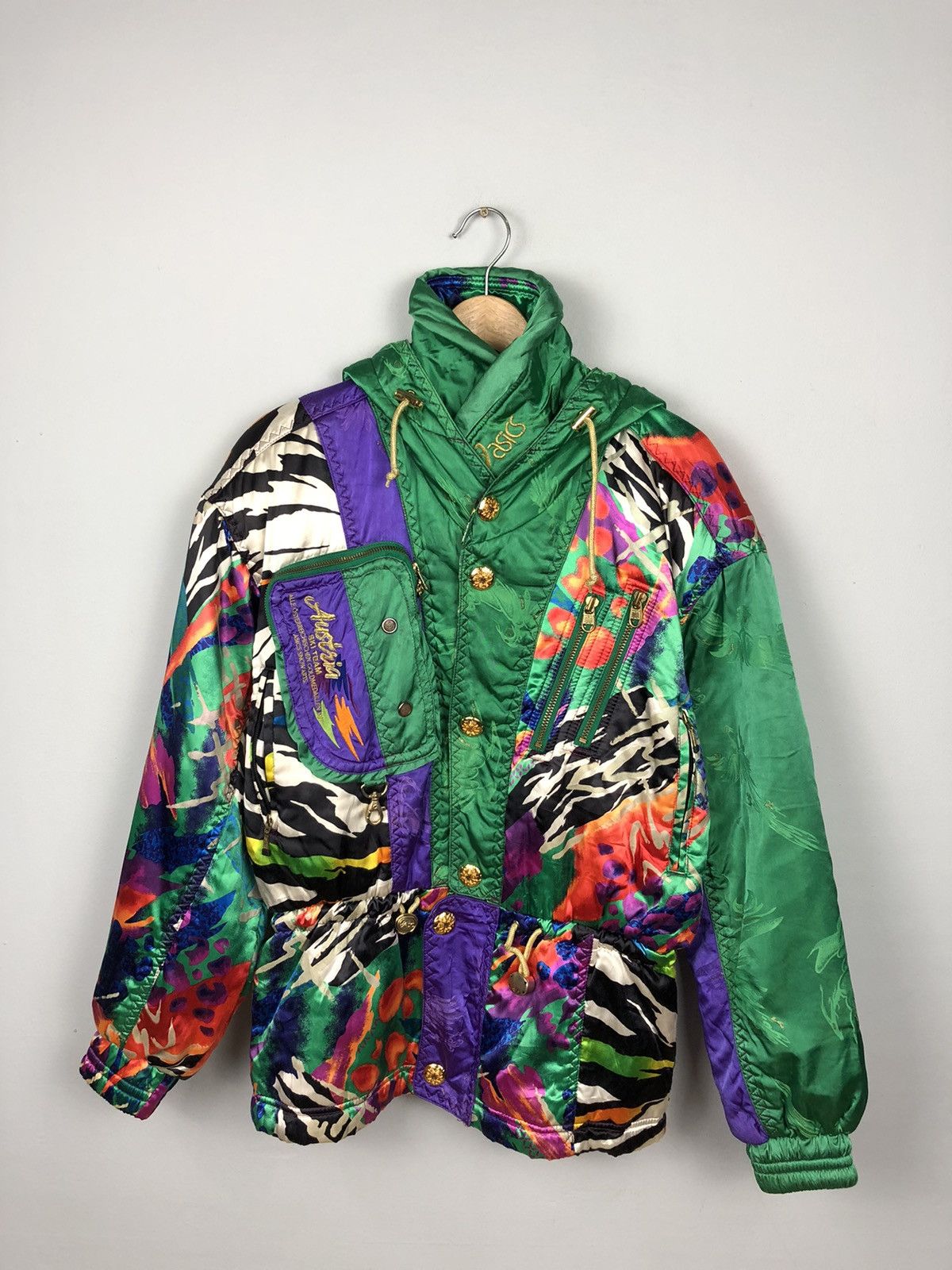 Asics × Vintage 💥Crazy Design💥Vintage 90s Asics Ski Wear Abstract Design Size US L / EU 52-54 / 3 - 1 Thumbnail