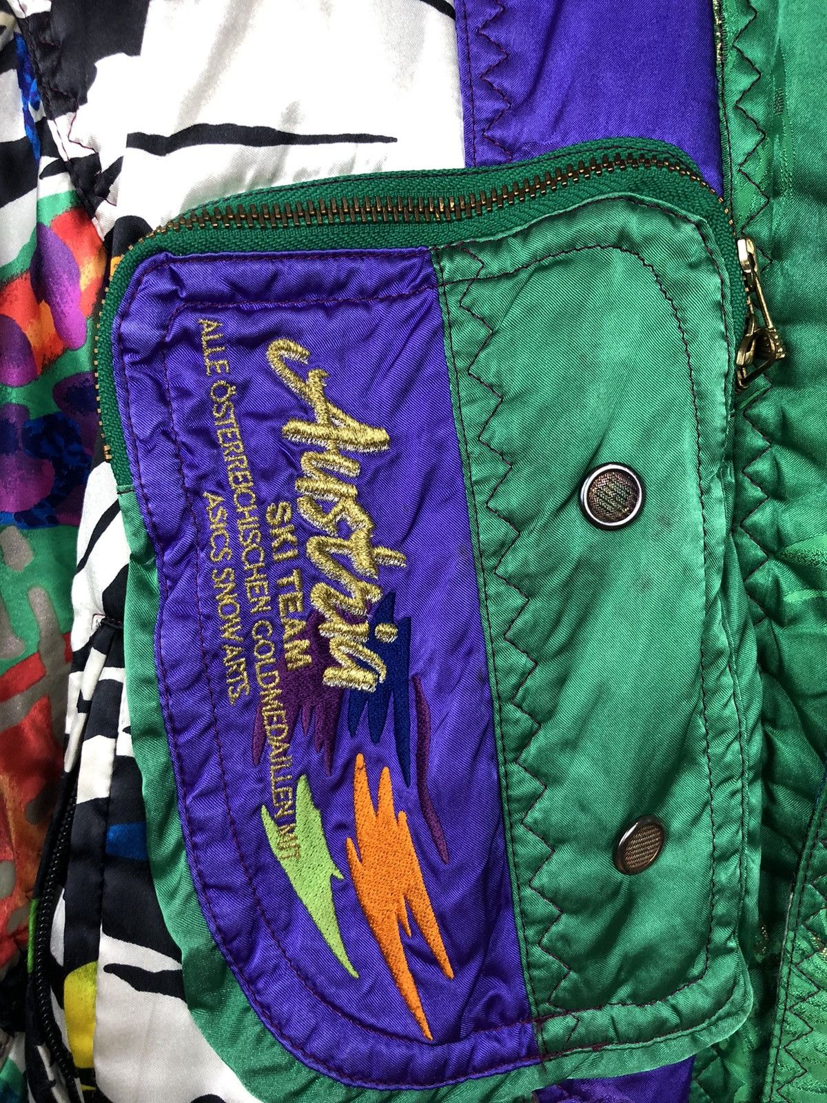 Asics × Vintage 💥Crazy Design💥Vintage 90s Asics Ski Wear Abstract Design Size US L / EU 52-54 / 3 - 4 Thumbnail