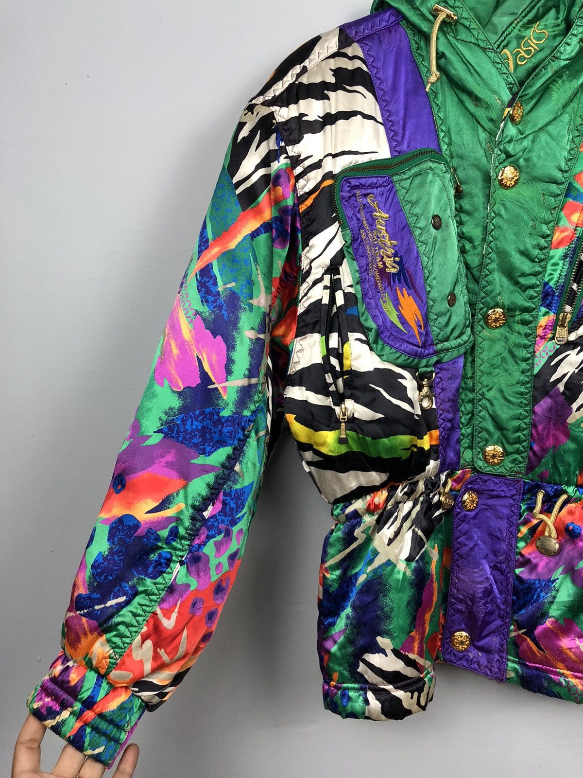 Asics × Vintage 💥Crazy Design💥Vintage 90s Asics Ski Wear Abstract Design Size US L / EU 52-54 / 3 - 2 Thumbnail
