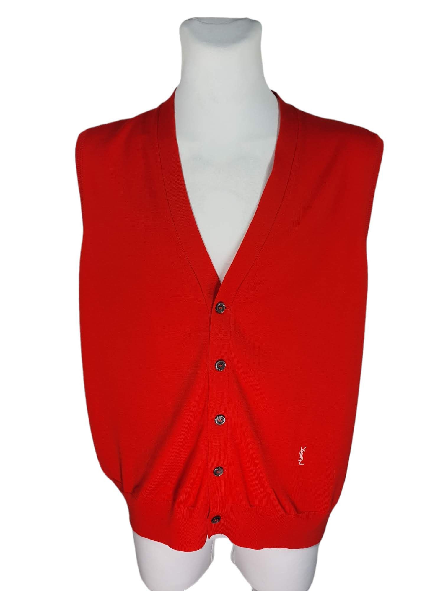 Yves Saint Laurent Menswear Vintage Red Hand Knit buy Sweater Vest