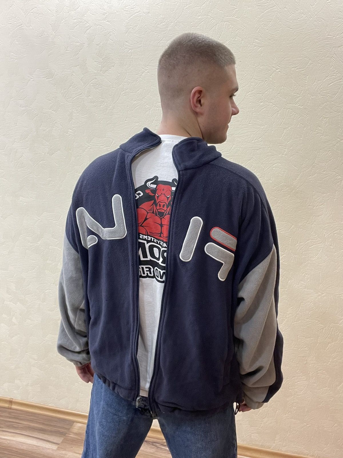 Fila × Vintage Vintage Fila Fleece Zip Sweater Big Logo Size Xl Streetwear Size US XL / EU 56 / 4 - 1 Thumbnail
