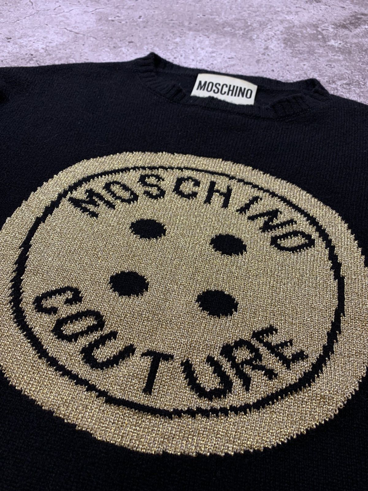 Moschino × Vintage Vintage Moschino Couture Gold Logo Sweater Size M / US 6-8 / IT 42-44 - 3 Thumbnail