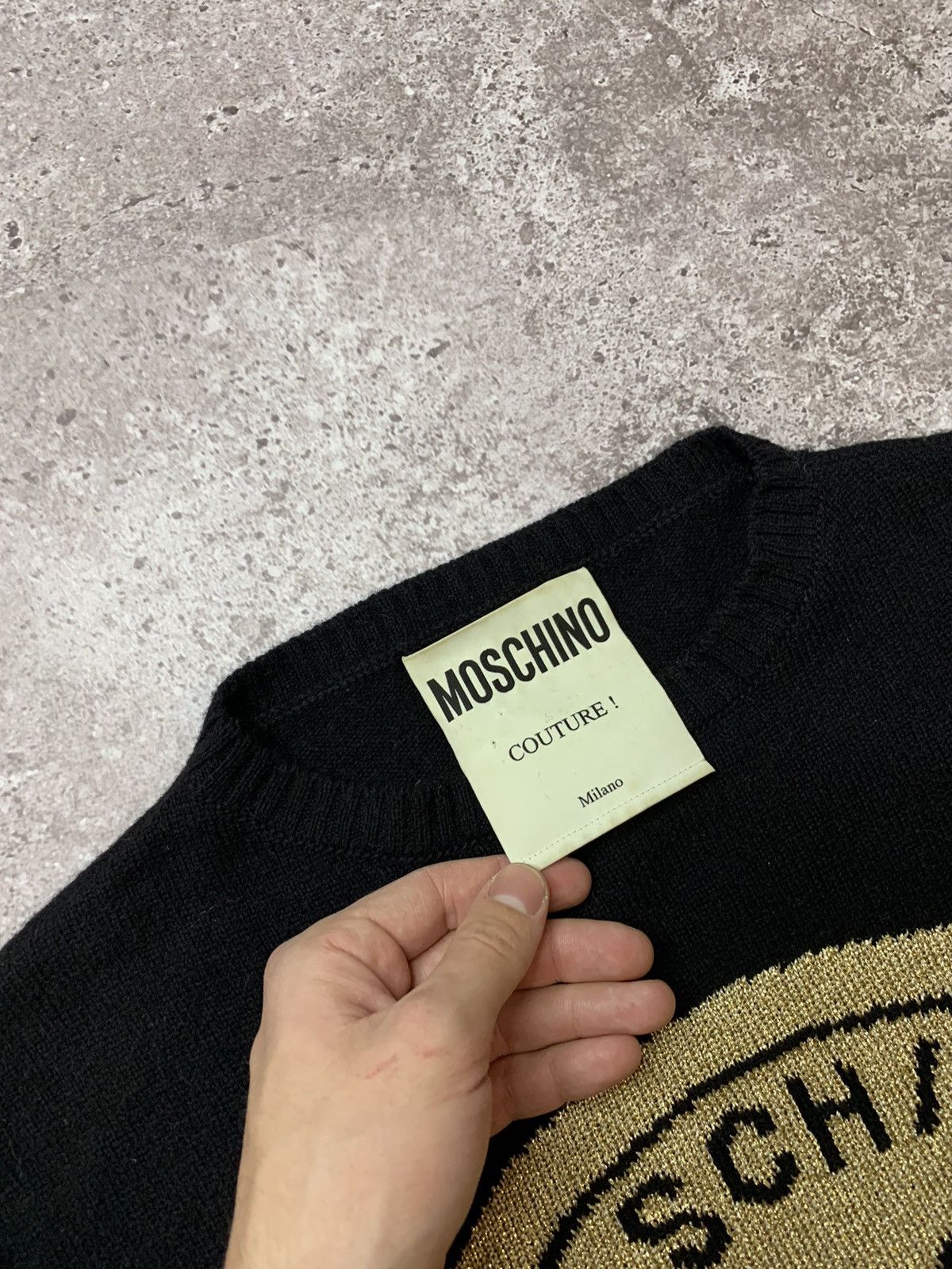 Moschino × Vintage Vintage Moschino Couture Gold Logo Sweater Size M / US 6-8 / IT 42-44 - 7 Thumbnail