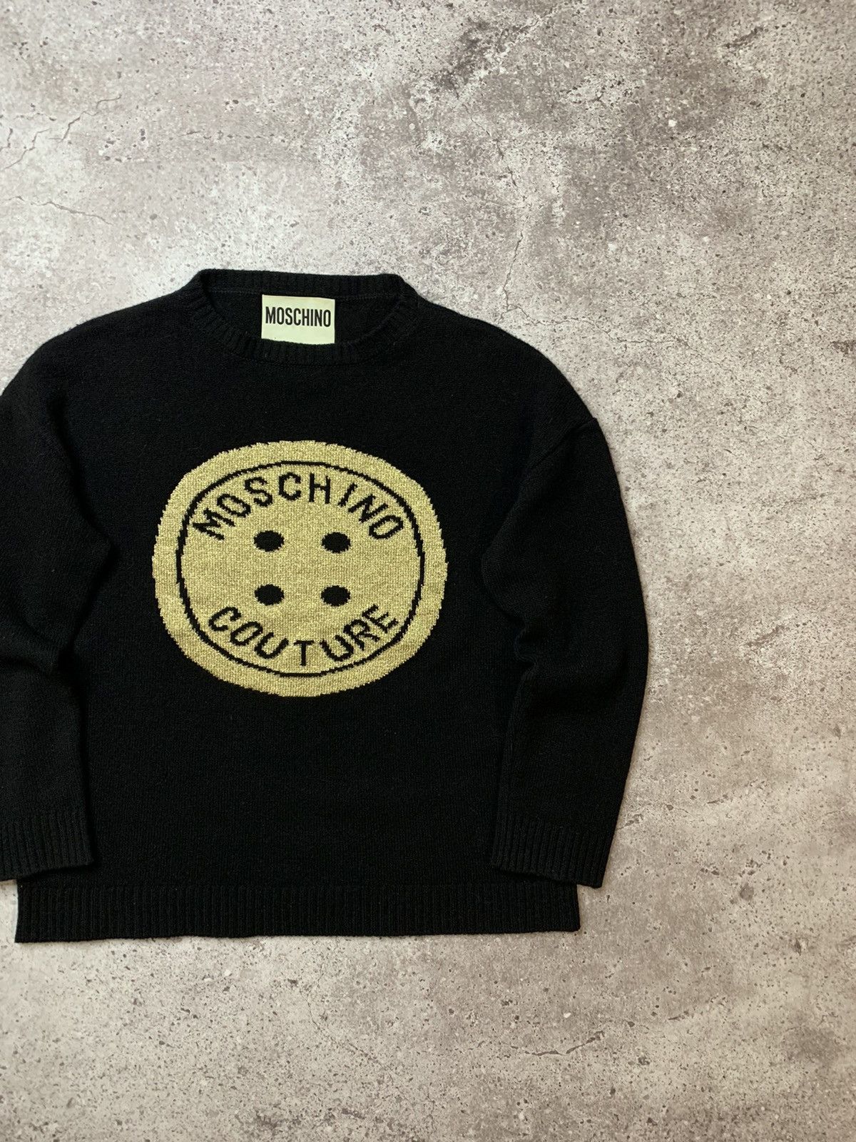 Moschino × Vintage Vintage Moschino Couture Gold Logo Sweater Size M / US 6-8 / IT 42-44 - 2 Thumbnail