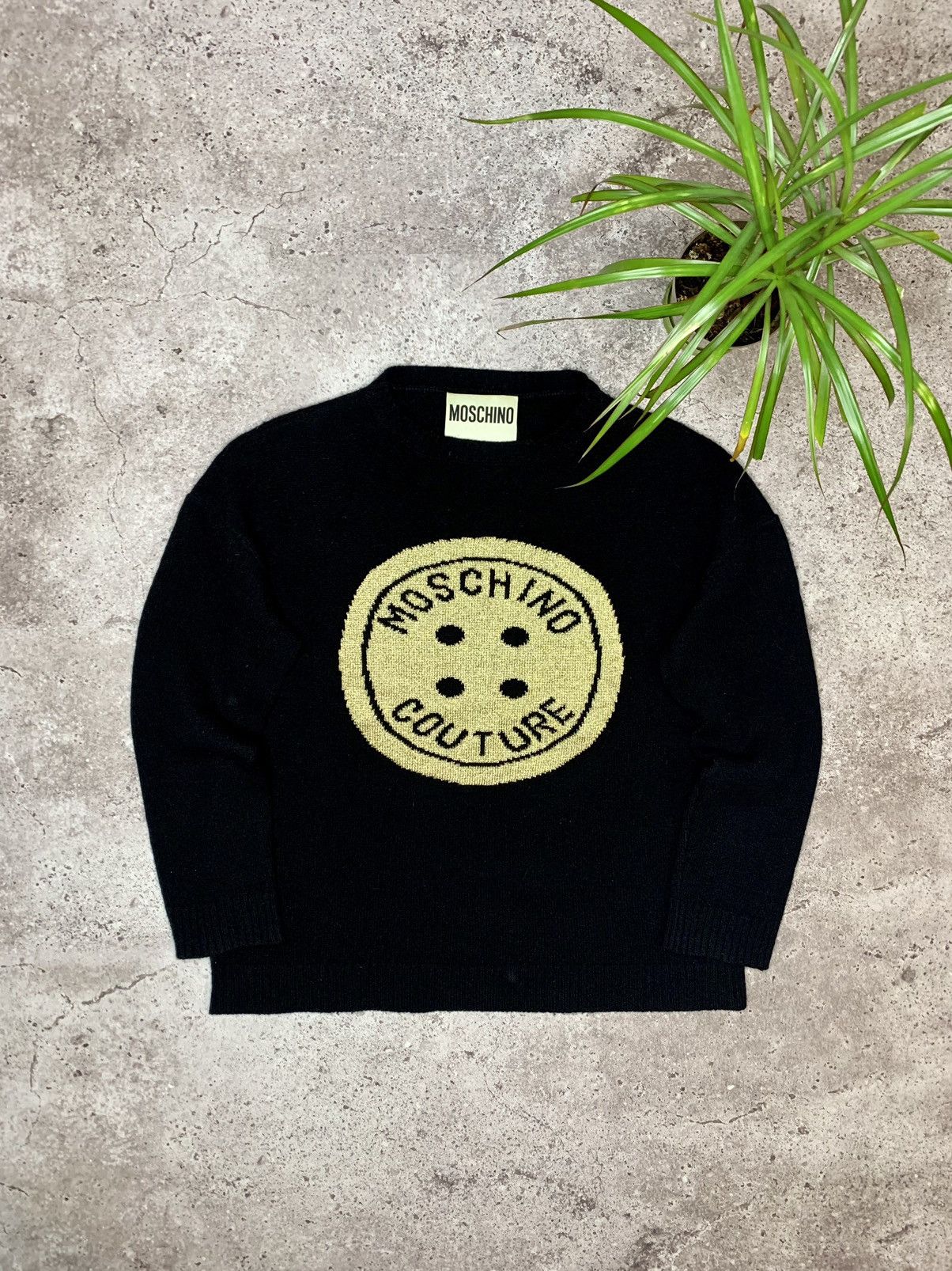 Moschino × Vintage Vintage Moschino Couture Gold Logo Sweater Size M / US 6-8 / IT 42-44 - 1 Thumbnail