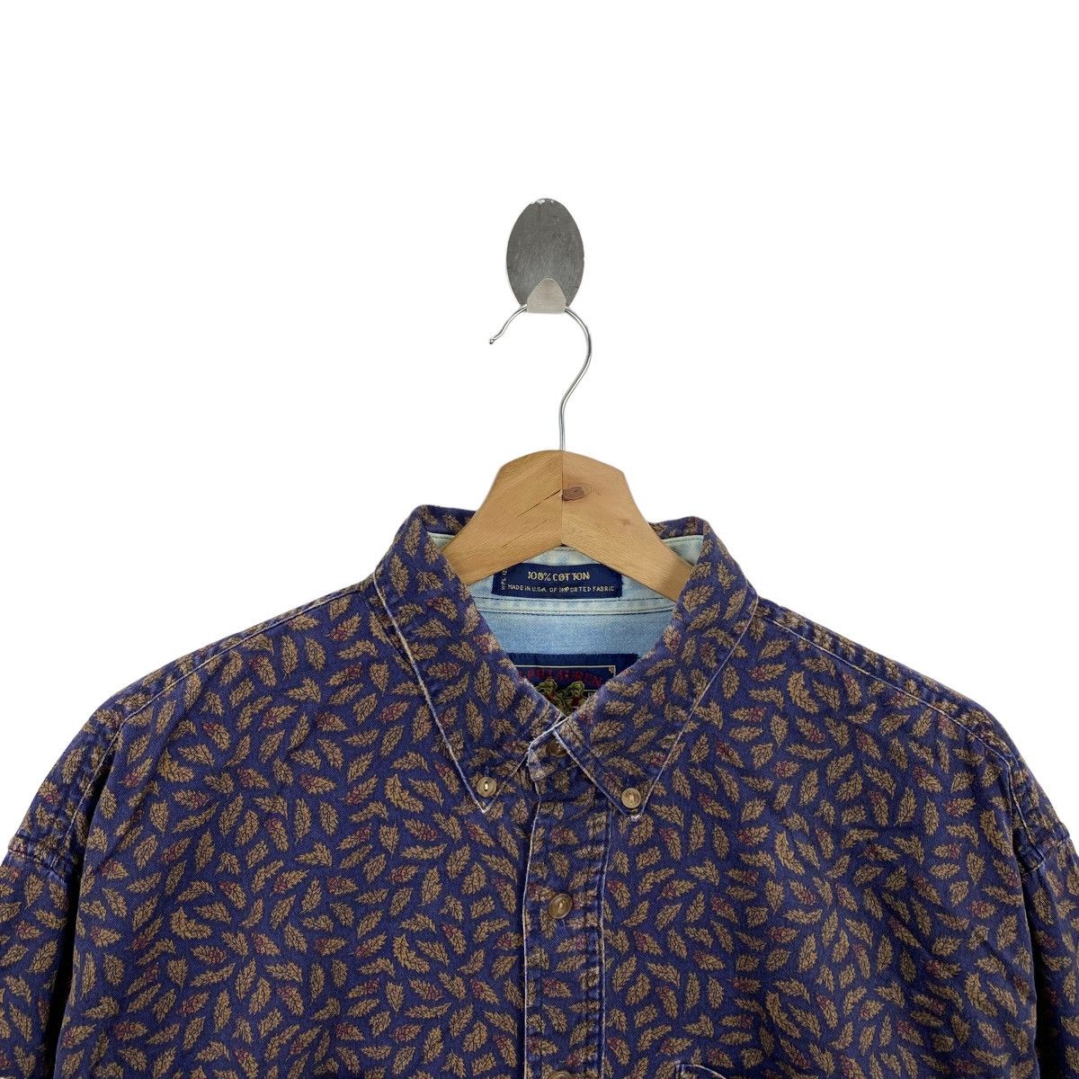 Polo Ralph Lauren Vtg RALPH LAUREN CHAPS Usa Leaf Overprint Design Button Up Size US L / EU 52-54 / 3 - 2 Thumbnail