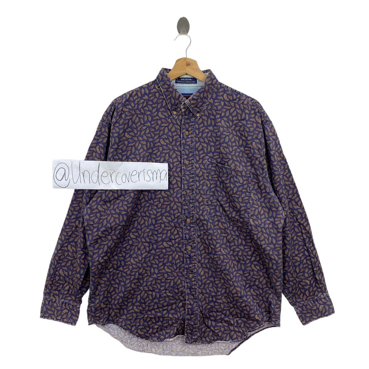Polo Ralph Lauren Vtg RALPH LAUREN CHAPS Usa Leaf Overprint Design Button Up Size US L / EU 52-54 / 3 - 1 Thumbnail