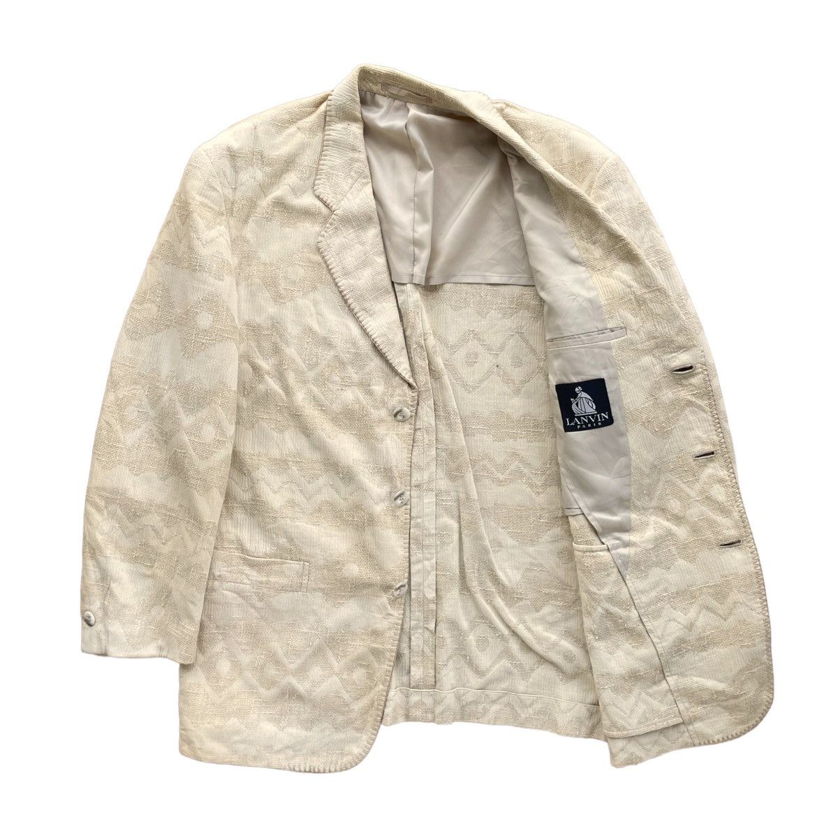 Designer × Lanvin × Vintage 💥 LANVIN BUTTON LIGHT JACKET BLAZER COAT Size US L / EU 52-54 / 3 - 6 Thumbnail