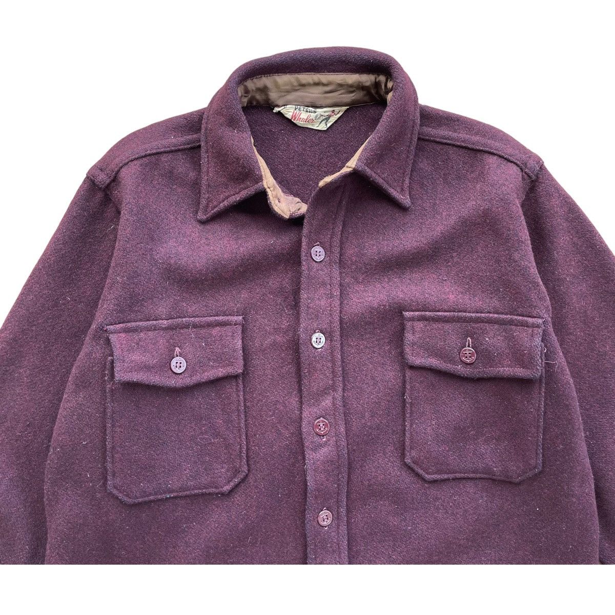 The Workers Club × Vintage 💥 60s PETERS WHALERS MEN CLASSIC WOOL BUTTON SHIRT Size US M / EU 48-50 / 2 - 4 Thumbnail