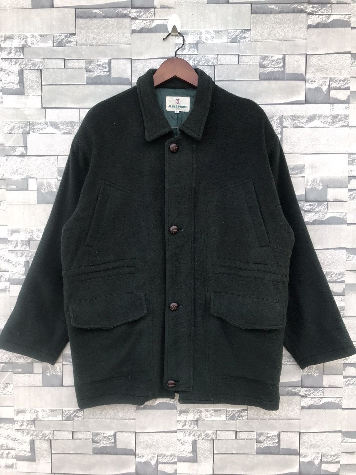 Japanese Brand Vintage Alpha Pouse Uomo Forest Green Wool Jacket Size M Size US L / EU 52-54 / 3 - 1 Thumbnail