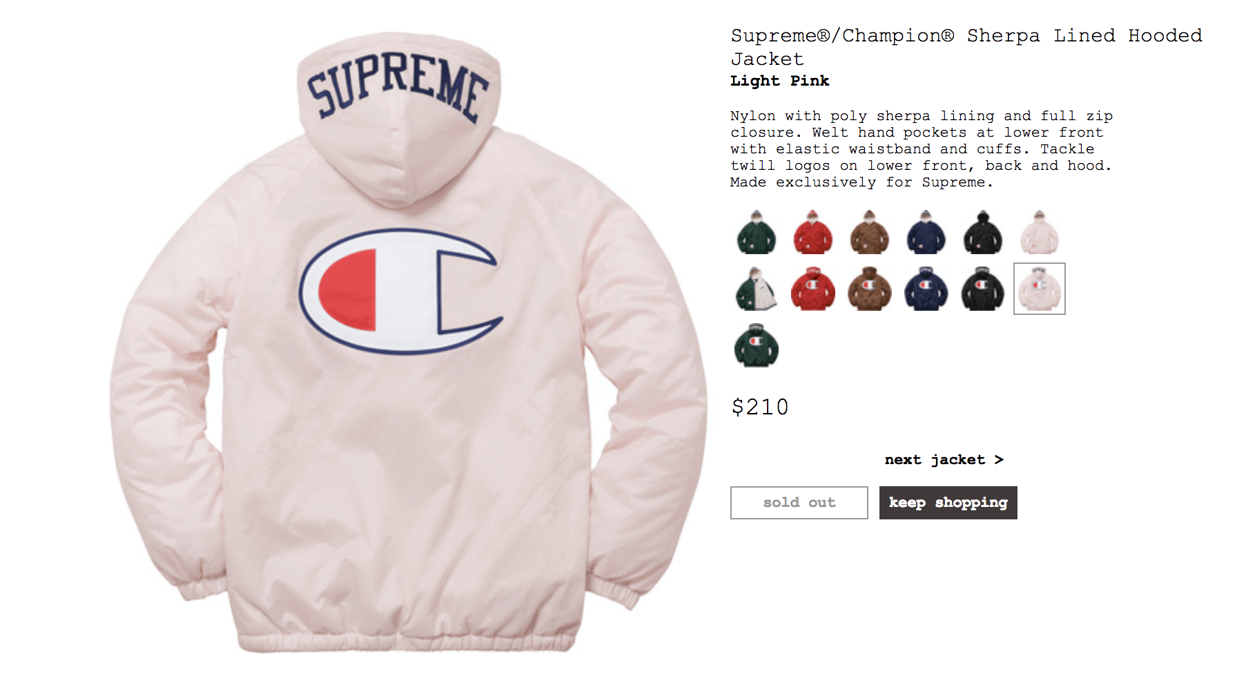 Supreme champion sherpa lined hooded jacket store
