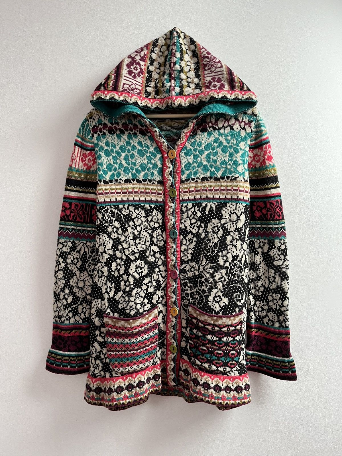 Other Vintage Y2K IVKO Floral Knit Cardigan Hoodie Size M / US 6-8 / IT 42-44 - 1 Thumbnail
