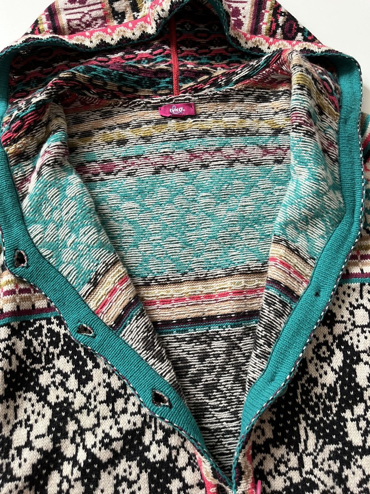 Other Vintage Y2K IVKO Floral Knit Cardigan Hoodie Size M / US 6-8 / IT 42-44 - 12 Thumbnail