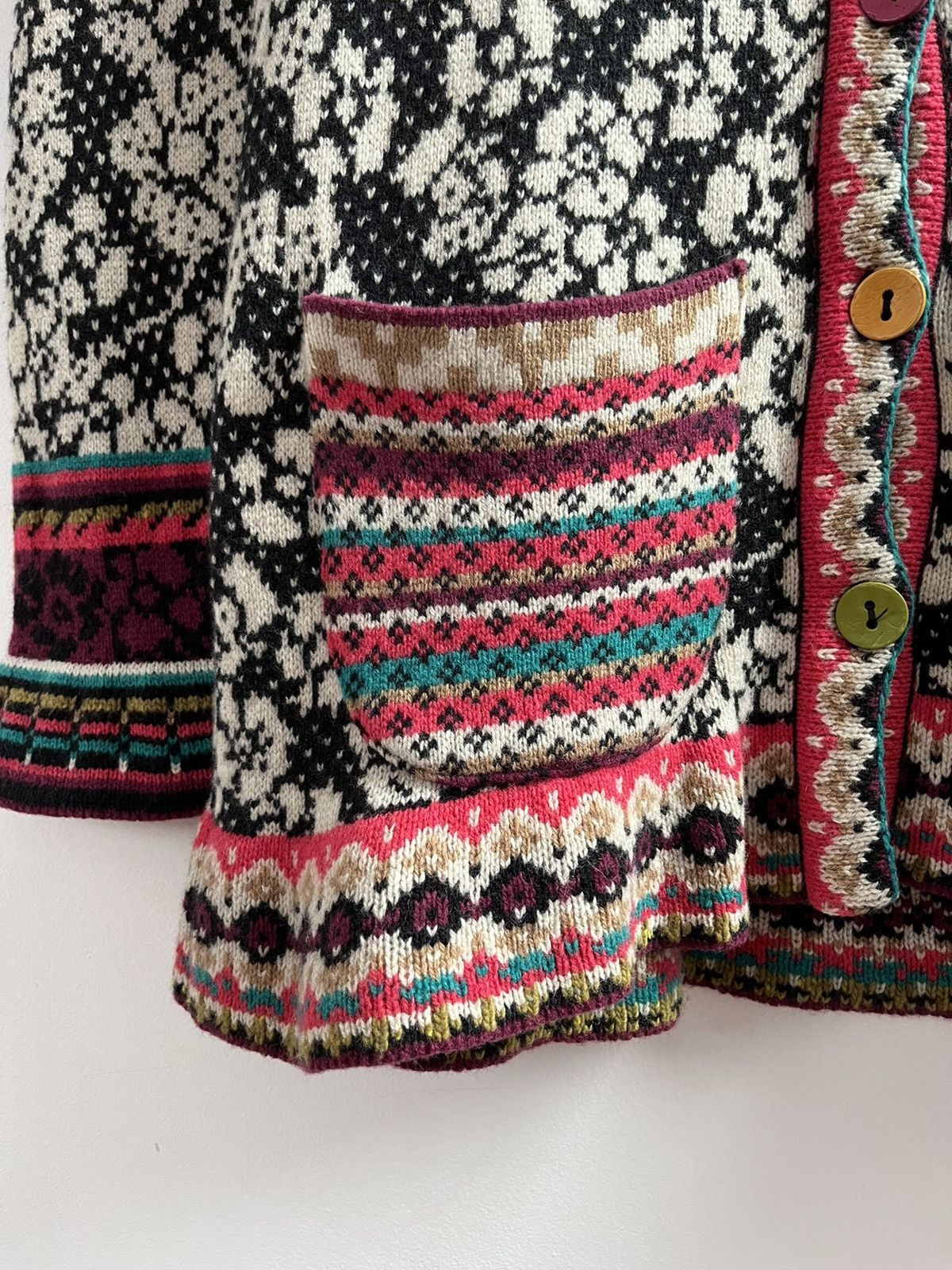 Other Vintage Y2K IVKO Floral Knit Cardigan Hoodie Size M / US 6-8 / IT 42-44 - 3 Thumbnail