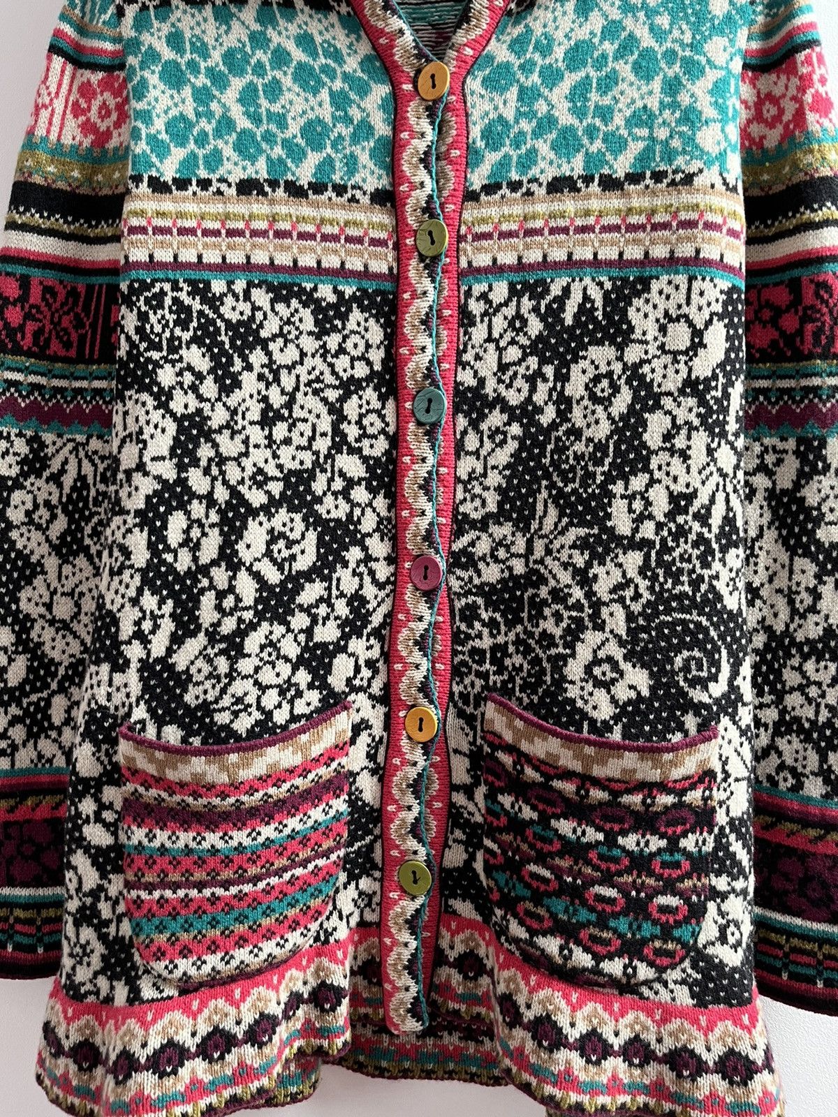 Other Vintage Y2K IVKO Floral Knit Cardigan Hoodie Size M / US 6-8 / IT 42-44 - 2 Thumbnail