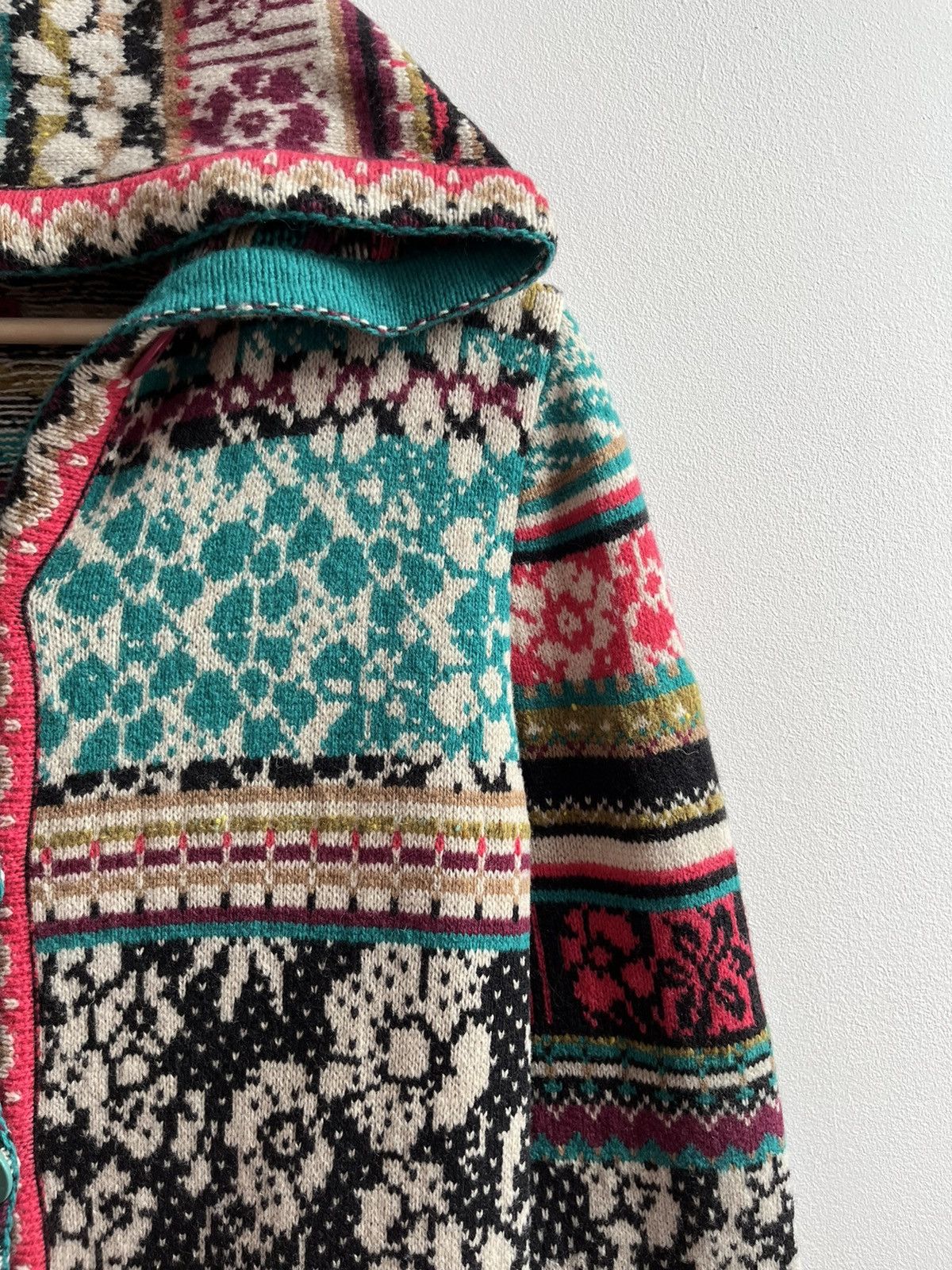 Other Vintage Y2K IVKO Floral Knit Cardigan Hoodie Size M / US 6-8 / IT 42-44 - 7 Thumbnail