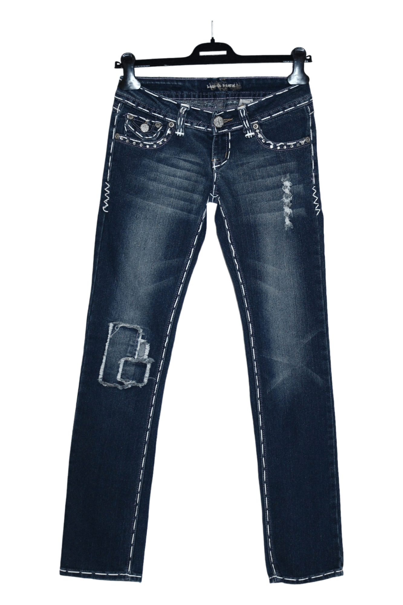 True Religion VTG Laguna Beach Jeans straight leg Distressed washed denim Size 27" / US 4 / IT 40 - 3 Thumbnail