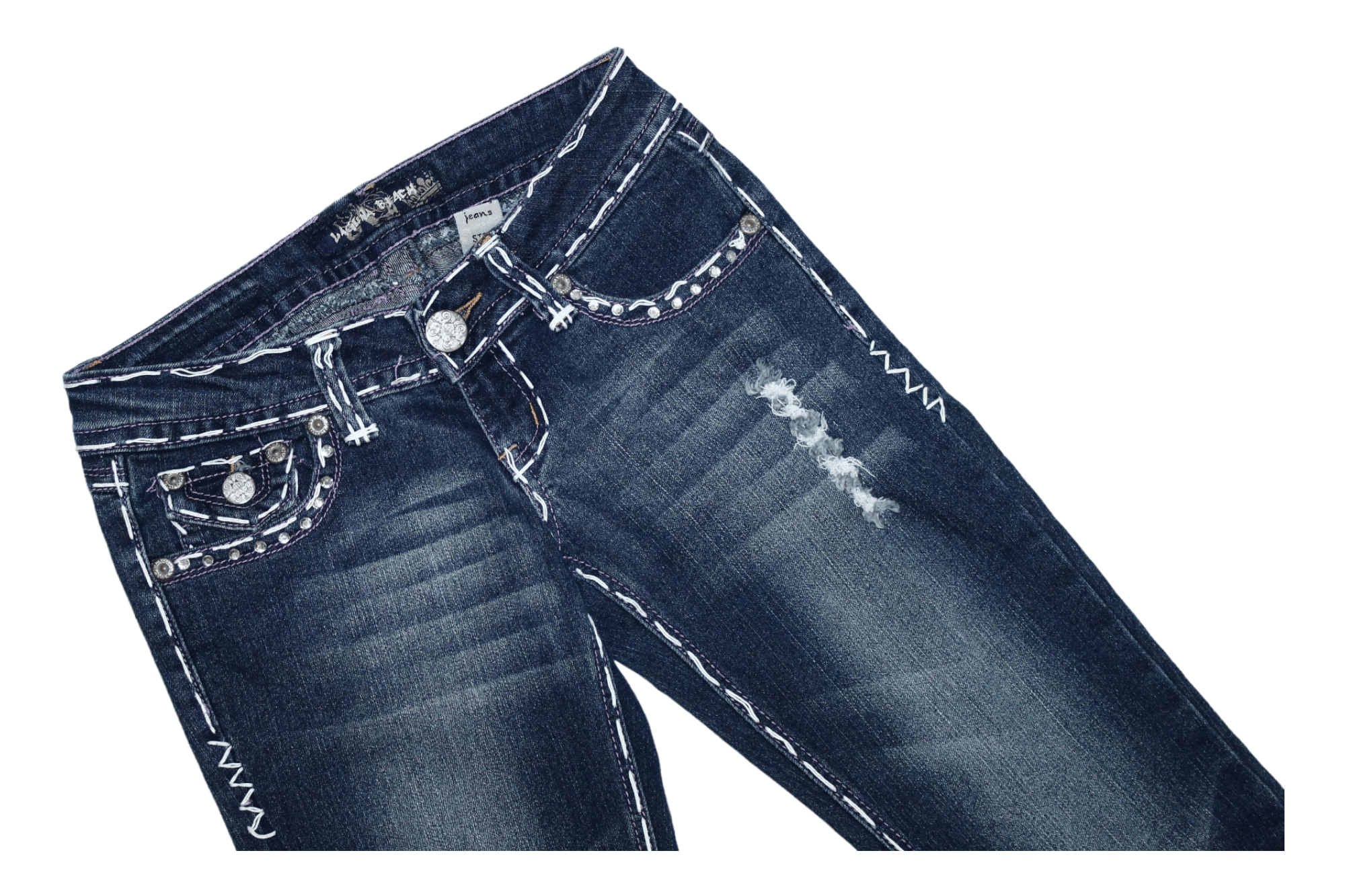 True Religion VTG Laguna Beach Jeans straight leg Distressed washed denim Size 27" / US 4 / IT 40 - 4 Thumbnail