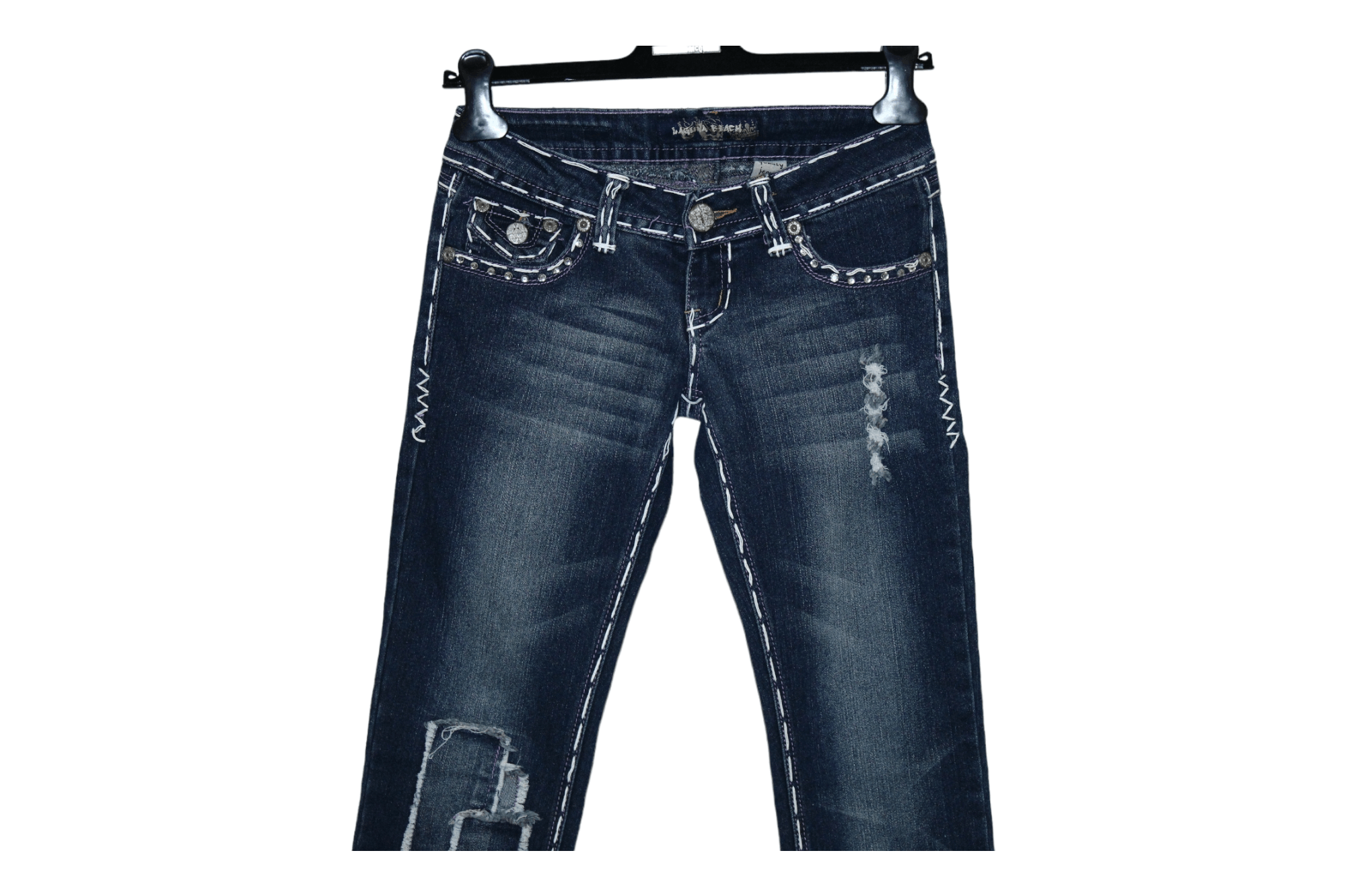 True Religion VTG Laguna Beach Jeans straight leg Distressed washed denim Size 27" / US 4 / IT 40 - 5 Thumbnail