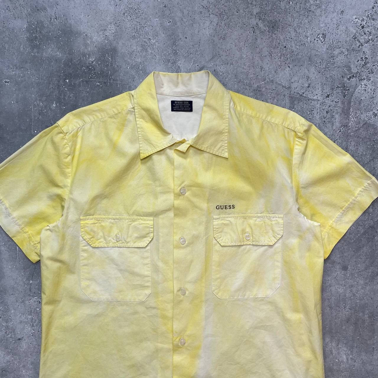 Guess Vintage Guess USA Garment Dyed Button Up Shirt Yellow Size M Size US M / EU 48-50 / 2 - 2 Thumbnail