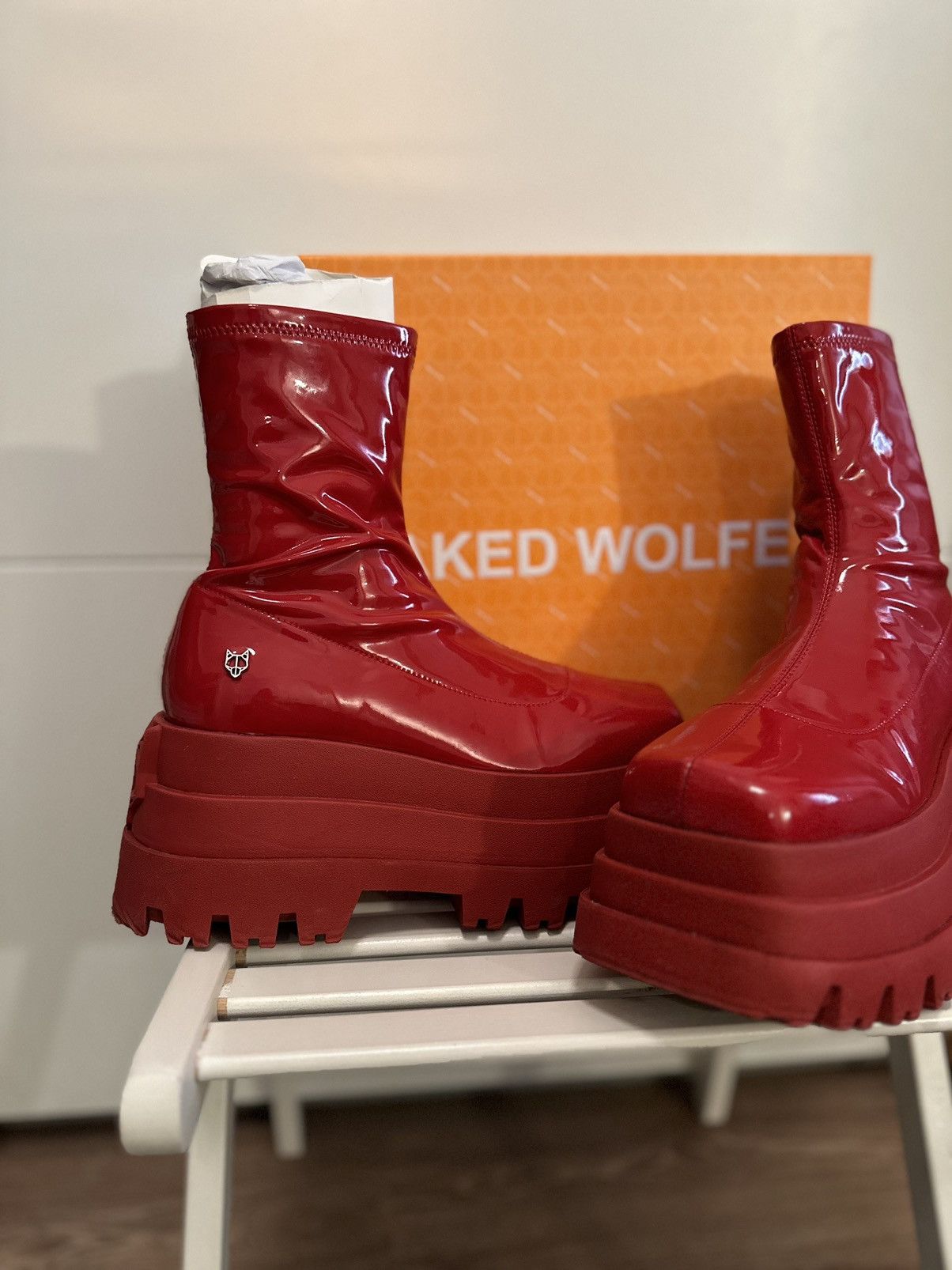 NAKED WOLFE NAKED WOLFE SASSY RED PATENT Platform Boots Size US 8 / IT 38 - 2 Thumbnail