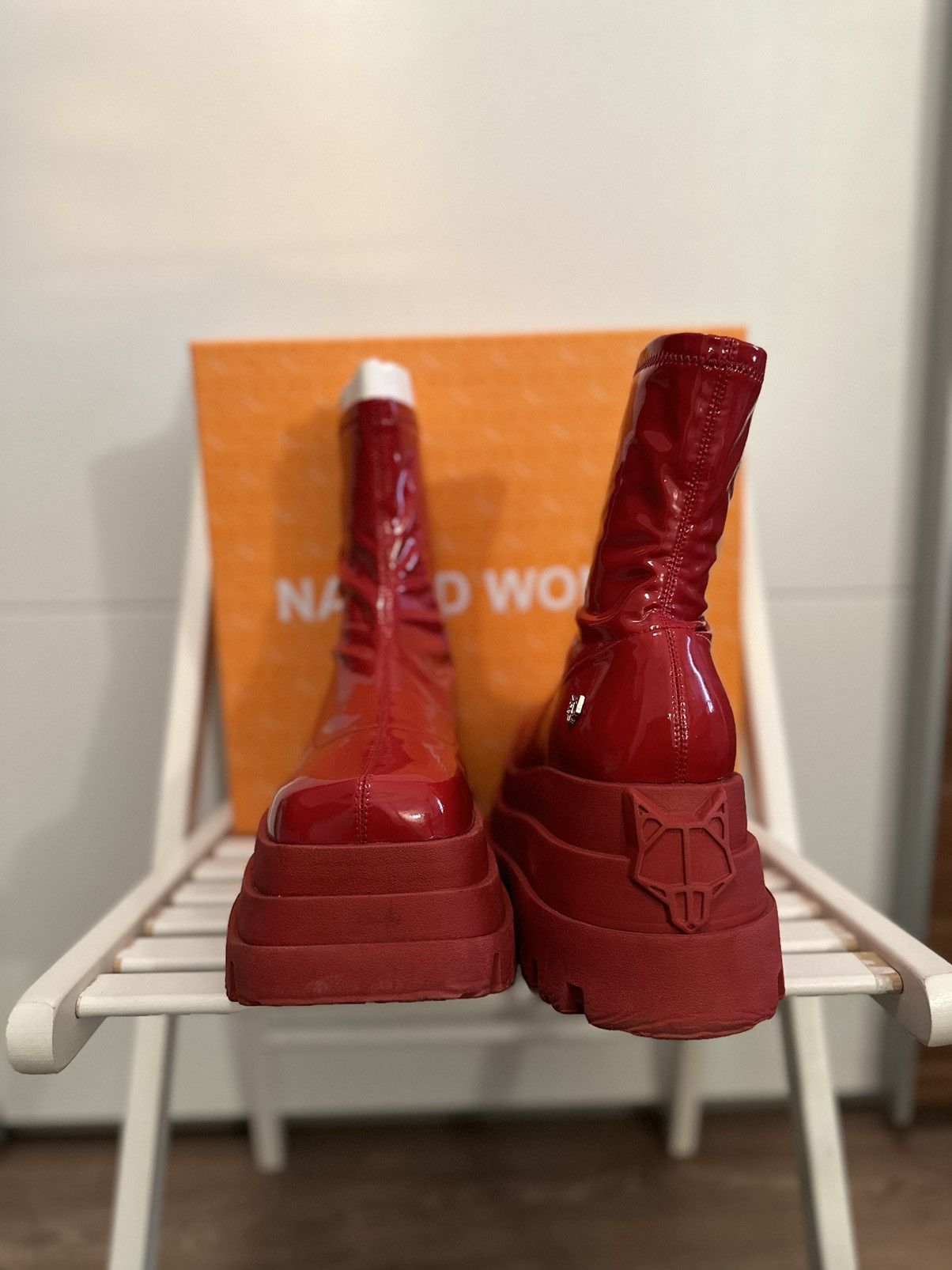 NAKED WOLFE NAKED WOLFE SASSY RED PATENT Platform Boots Size US 8 / IT 38 - 3 Thumbnail