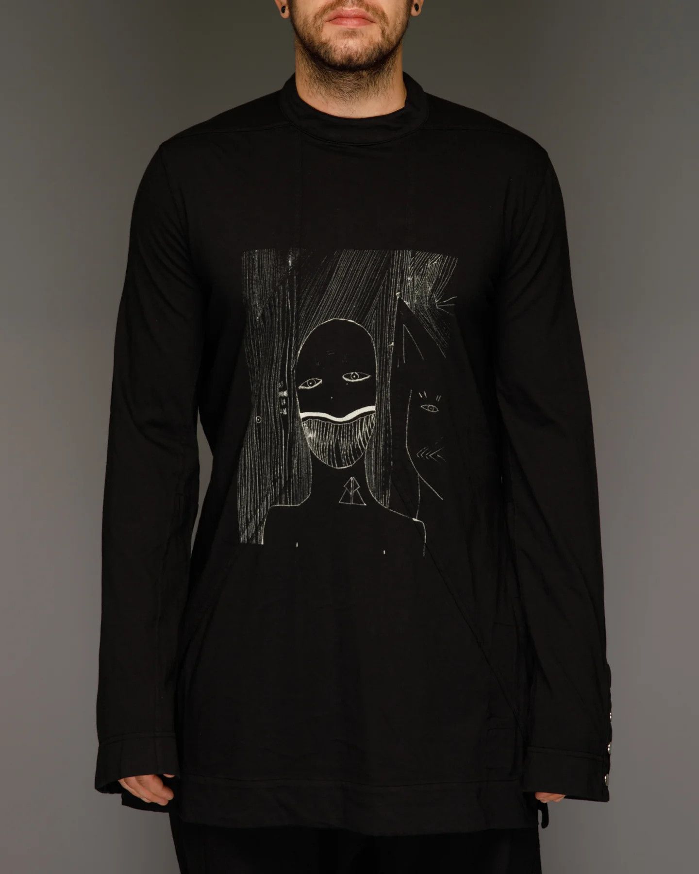Rick Owens Drkshdw BNWT Black Toothface Print Long Sleeve T-Shirt Size US L / EU 52-54 / 3 - 6 Thumbnail